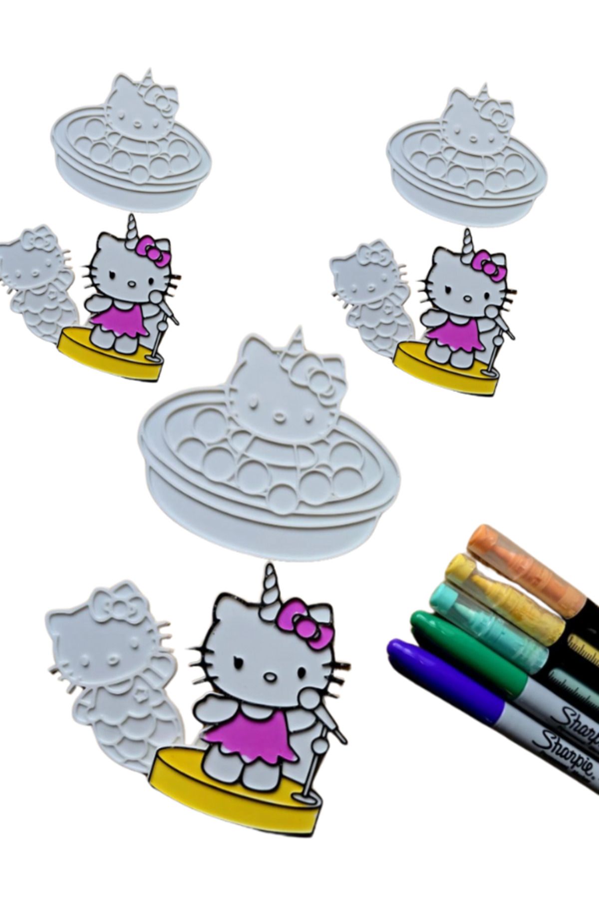 Muhcu Home 4'Lü - Hello Kitty Oyuncak Damga Boyama Etkinliği Set