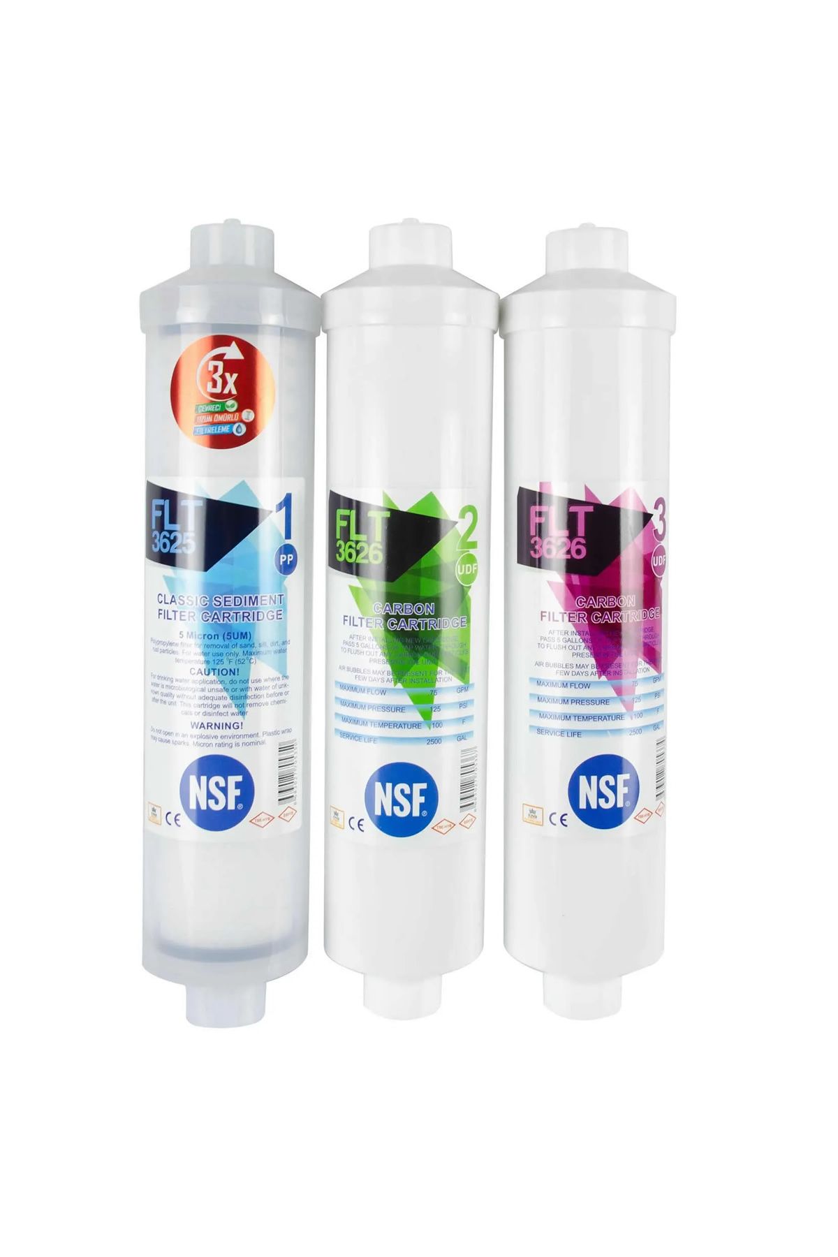 Filter Store Su Arıtma Cihazı Filtresi Kapalı Kasa Ön 3'lü Set NSF Onaylı
