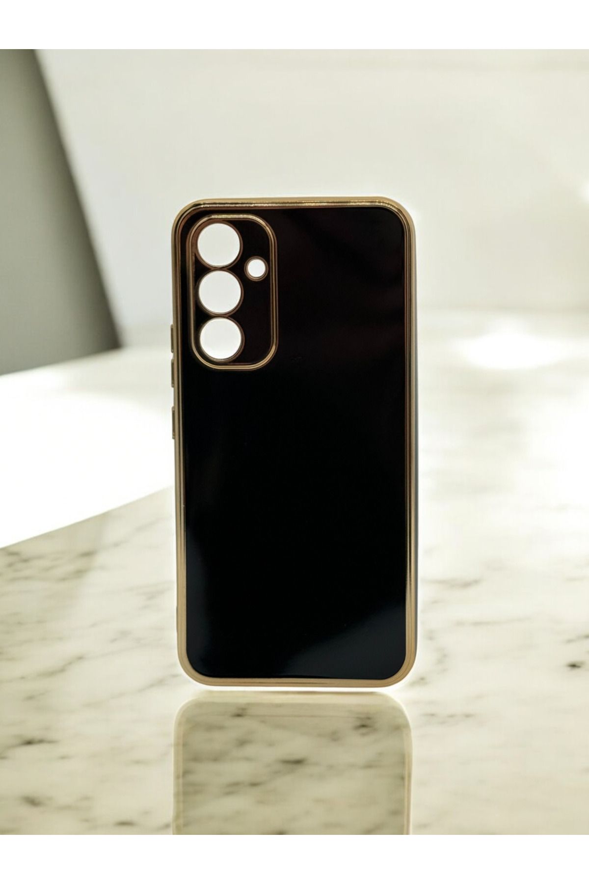 DUBİGOLD SAMSUNG A54 UYUMLU PARLAK GOLD DETAYLI BARK TELEFON KILIFI