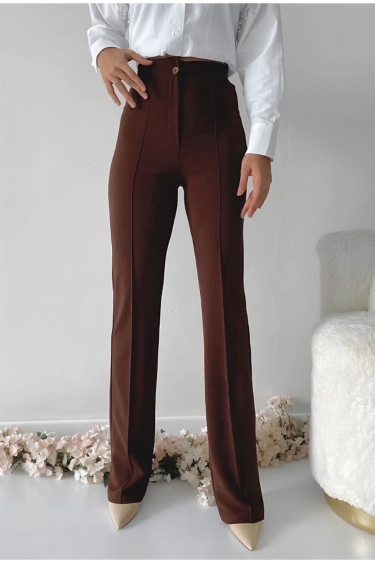 FASHIONLINE Önü cumalı ithal krep pantolon