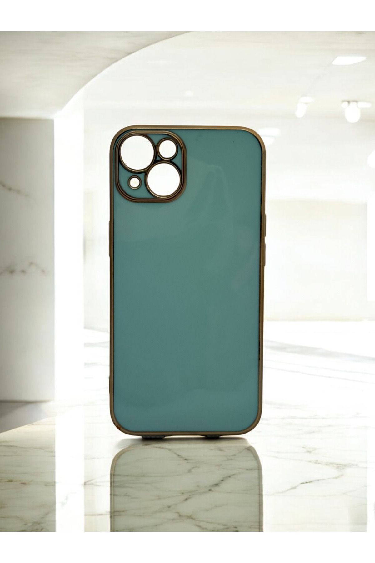 DUBİGOLD İPHONE 13 UYUMLU PARLAK GOLD DETAYLI BARK TELEFON KILIFI