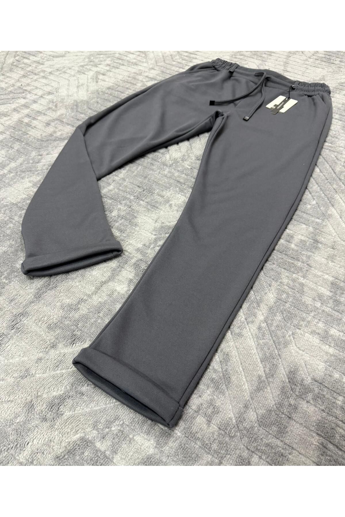 ŞOTALİFE ERKEK FÜME YANDAN CEPLİ BELİ LASTİKLİ BAĞCIKLI DUBLE PAÇA JOGGER PANTOLON
