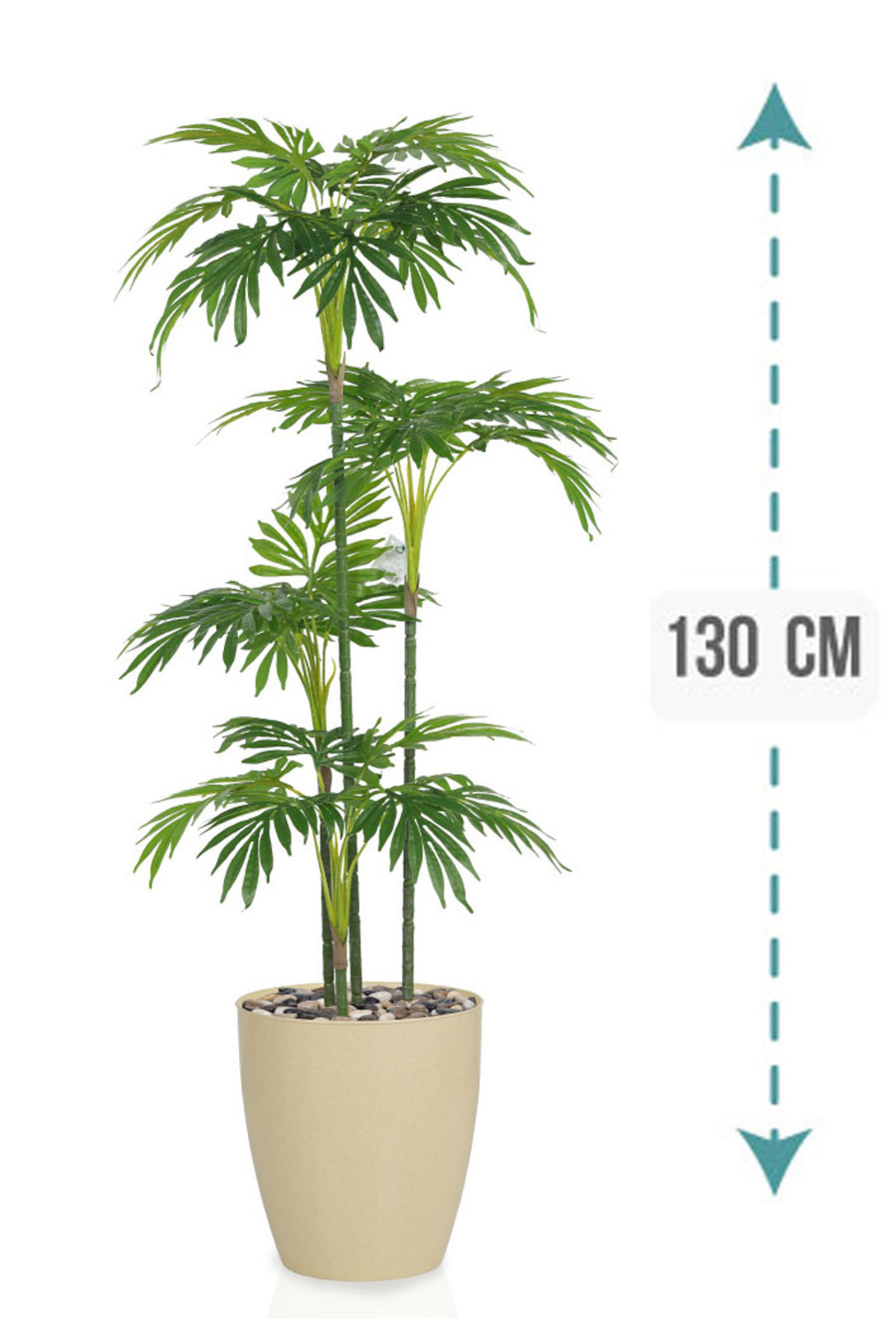Generic-Artificial palm tree (4 branches) with a cylindrical plastic stand 1