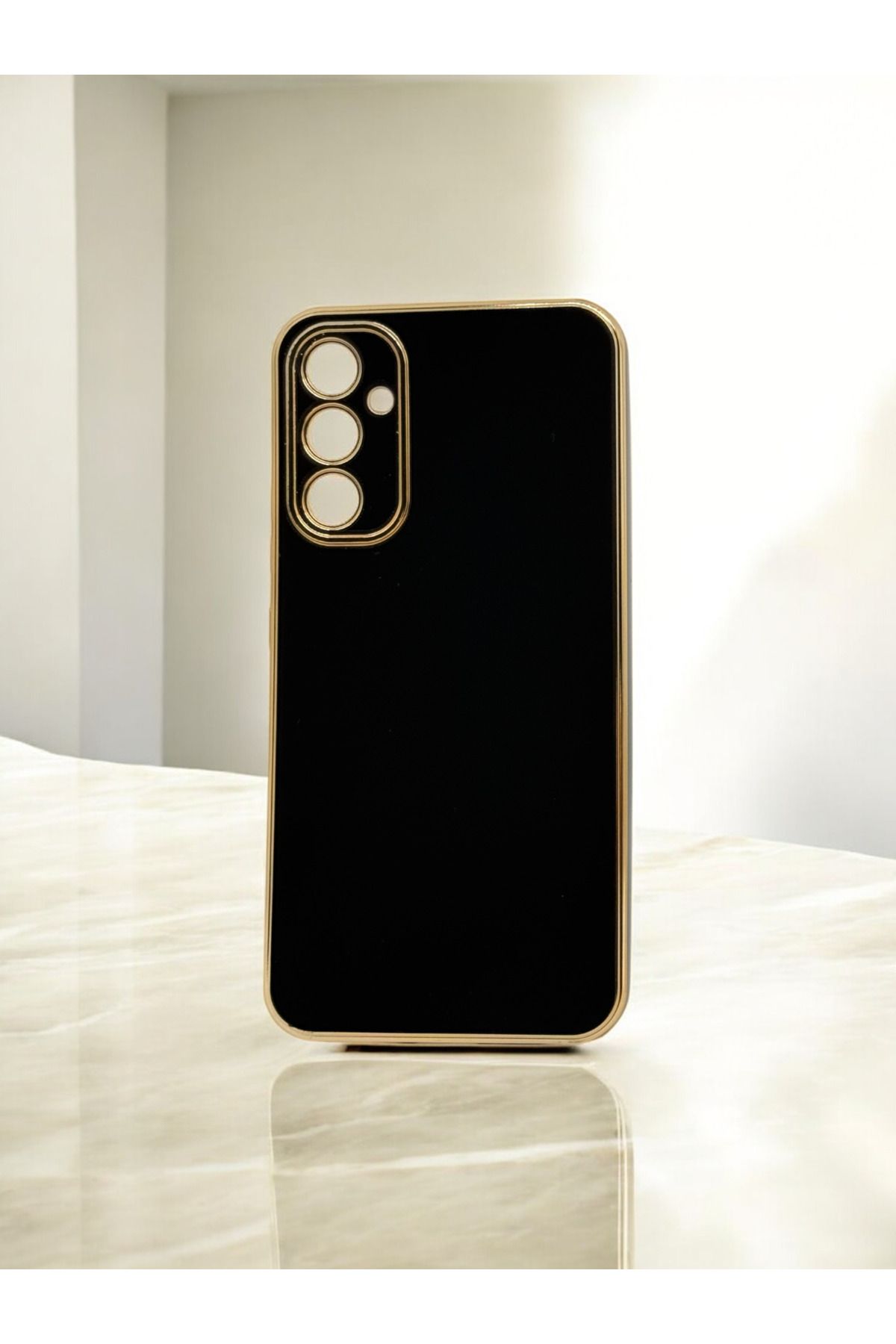 DUBİGOLD SAMSUNG A34 UYUMLU PARLAK GOLD DETAYLI BARK TELEFON KILIFI