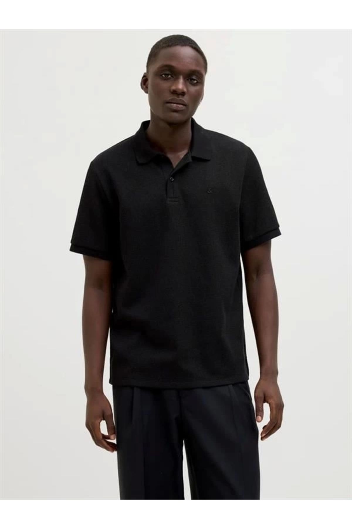Alisim 12268130 Likralı Polo Yaka Erkek Tshirt Siyah