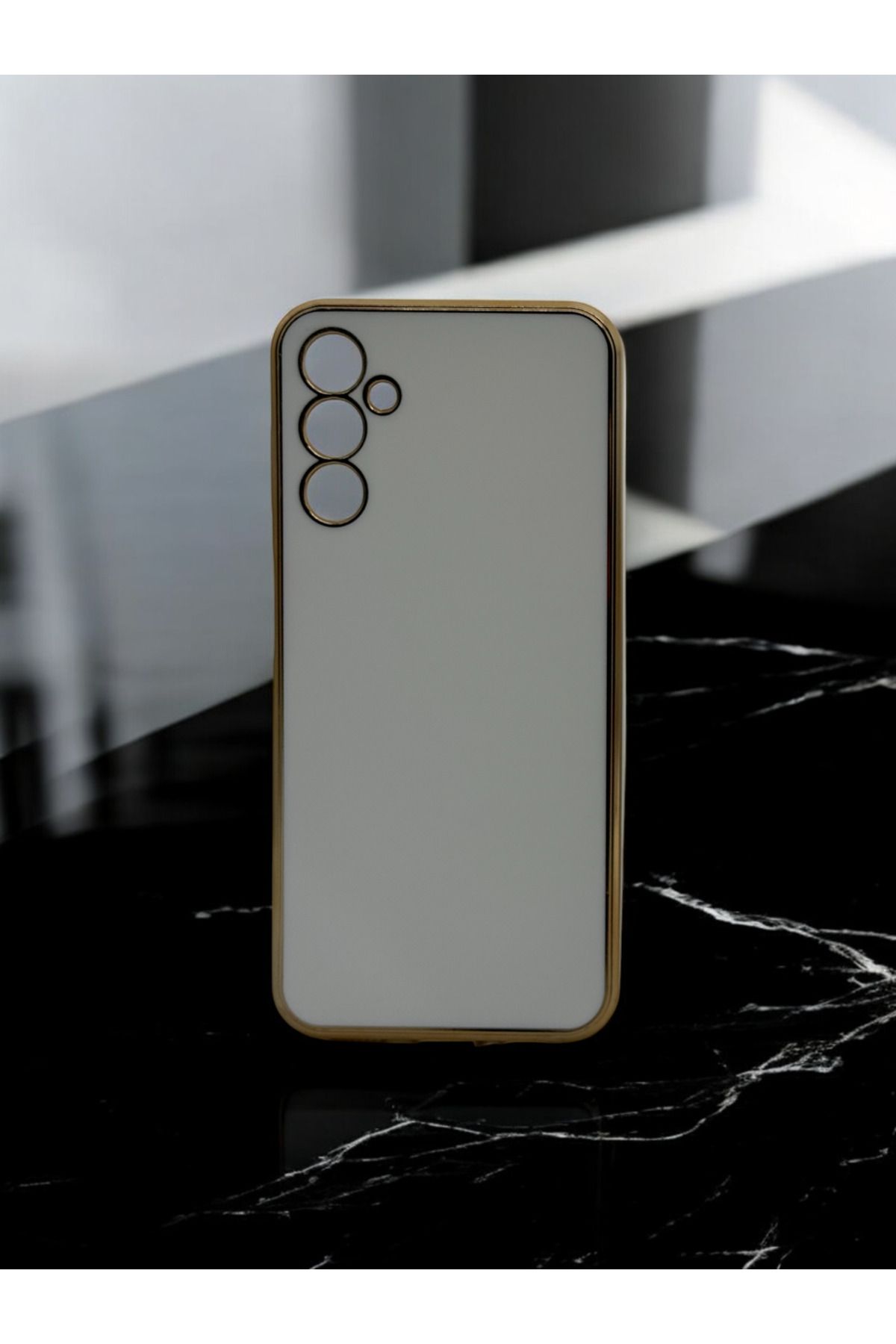 DUBİGOLD SAMSUNG A14 UYUMLU PARLAK GOLD DETAYLI BARK TELEFON KILIFI