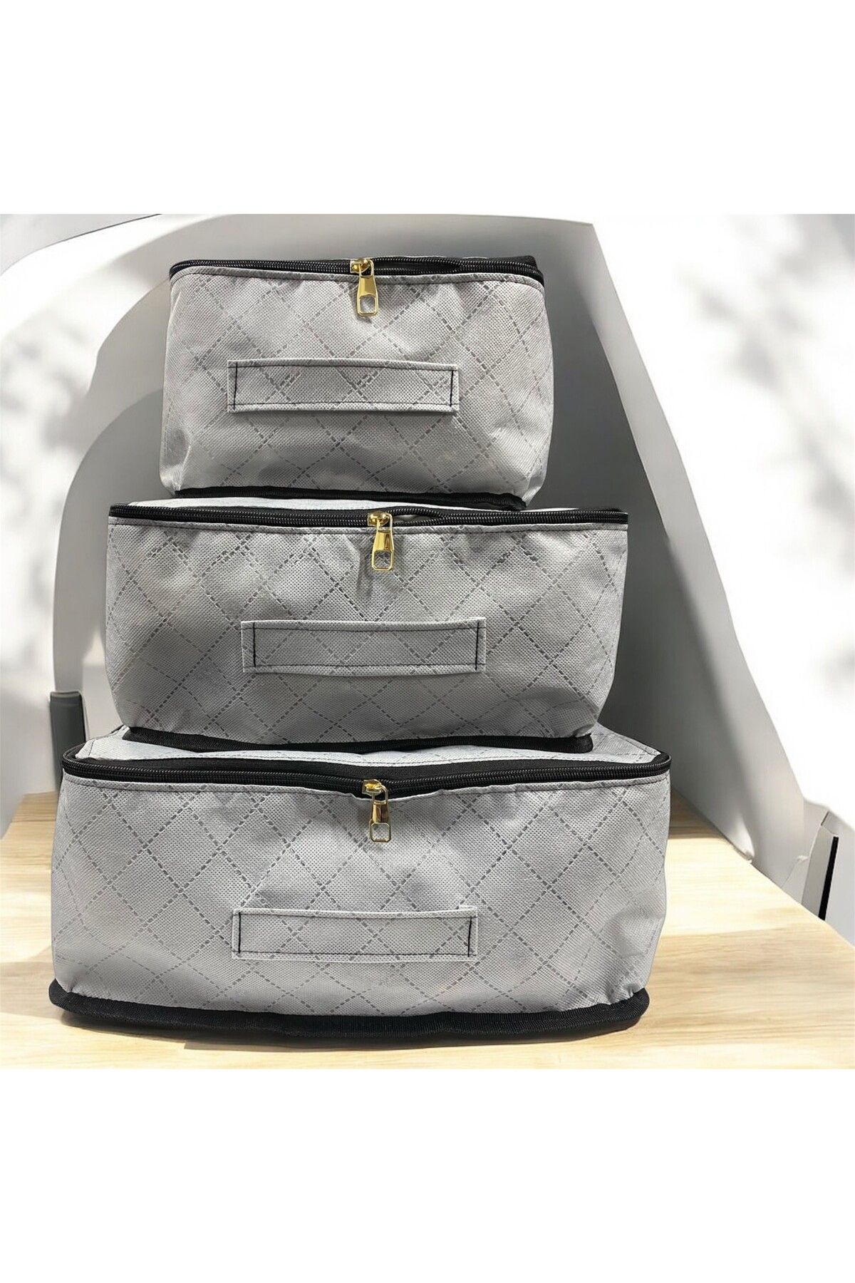 MYGO 3'lü Valiz Düzenleyici Bavul İçi Organizer Set Seyahat Hurcu Gri