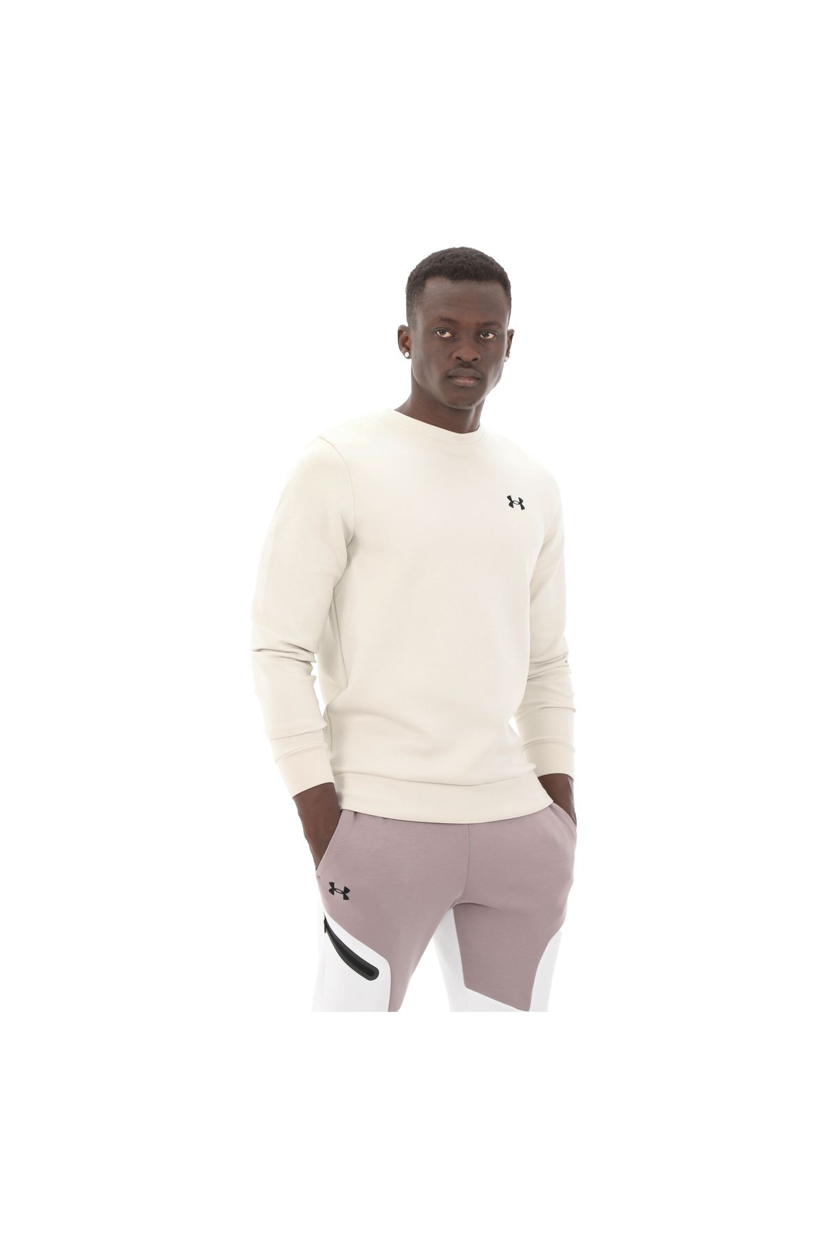 Under Armour-A1389351-110 Ua Unstoppable Flc Crew Eu Ανδρικό φούτερ λευκό 3