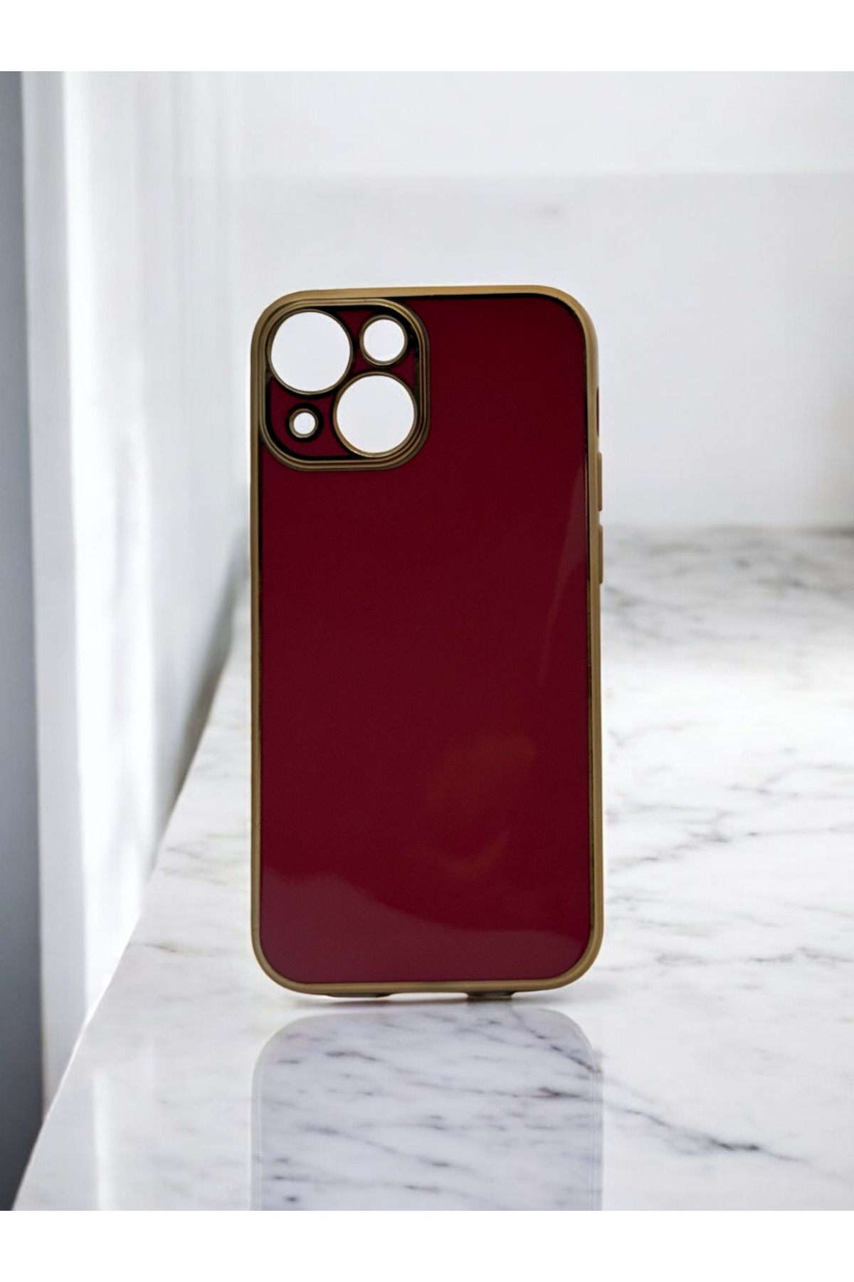 DUBİGOLD İPHONE 13 MİNİ UYUMLU PARLAK GOLD DETAYLI BARK TELEFON KILIFI