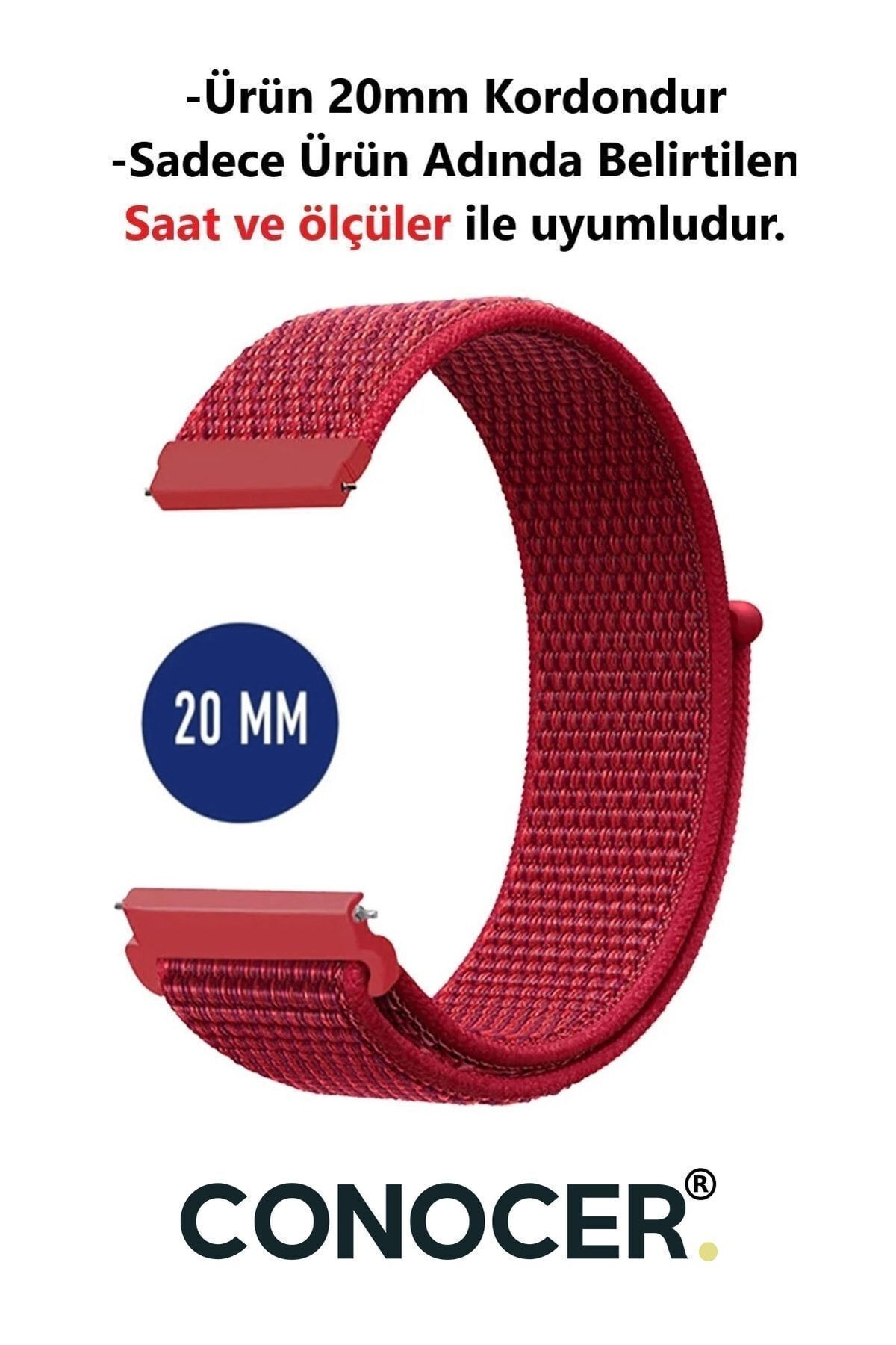 CONOCER Mibro C2 Uyumlu Yüksek Kalite 20mm Hasır Dokuma Kordon Kayış