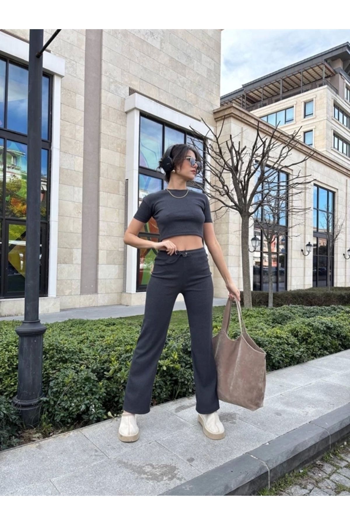 FASHIONLINE Bol paça pantolonlu alt üst takım