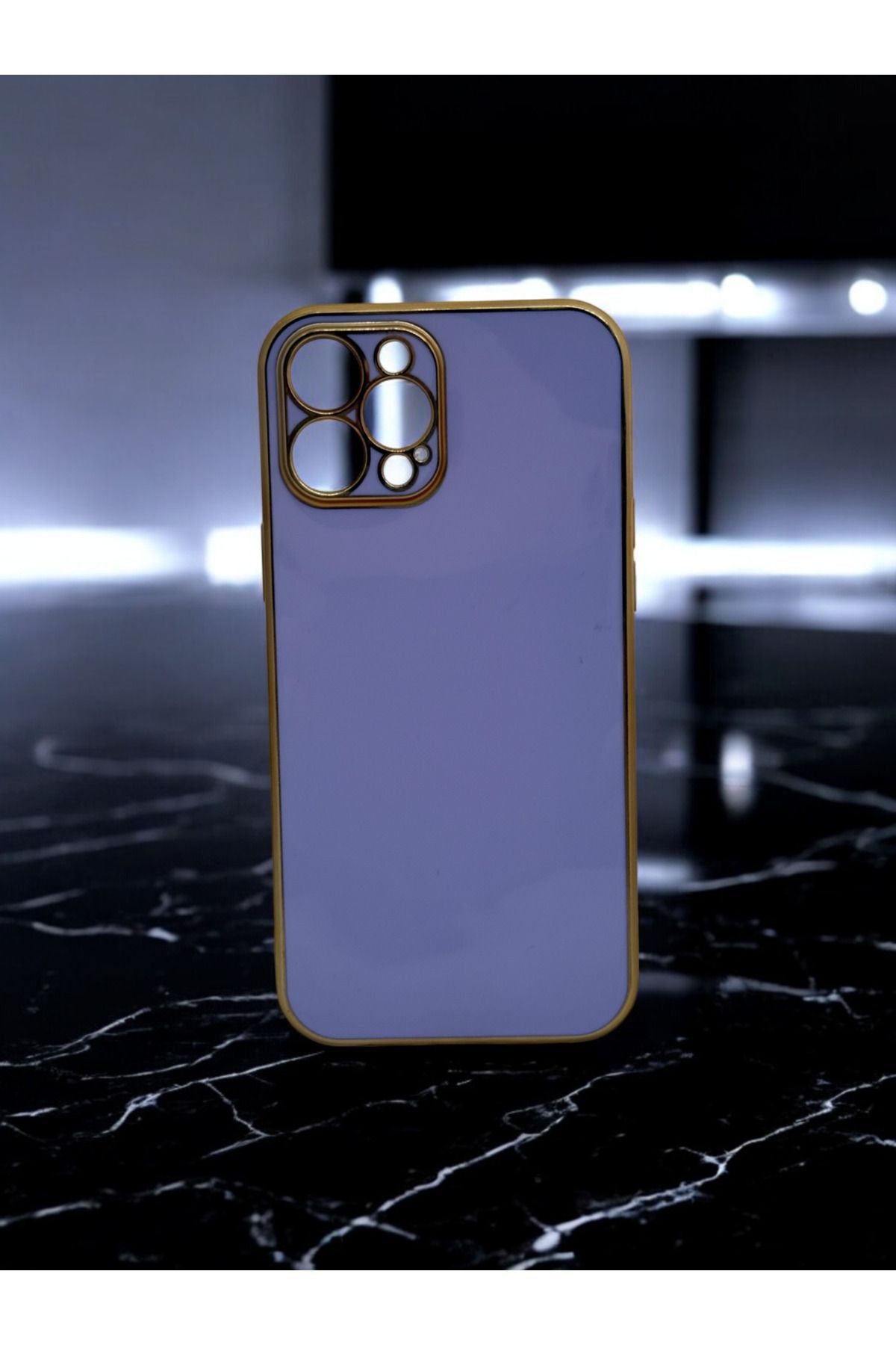 DUBİGOLD İPHONE 12 PRO MAX UYUMLU PARLAK GOLD DETAYLI BARK TELEFON KILIFI