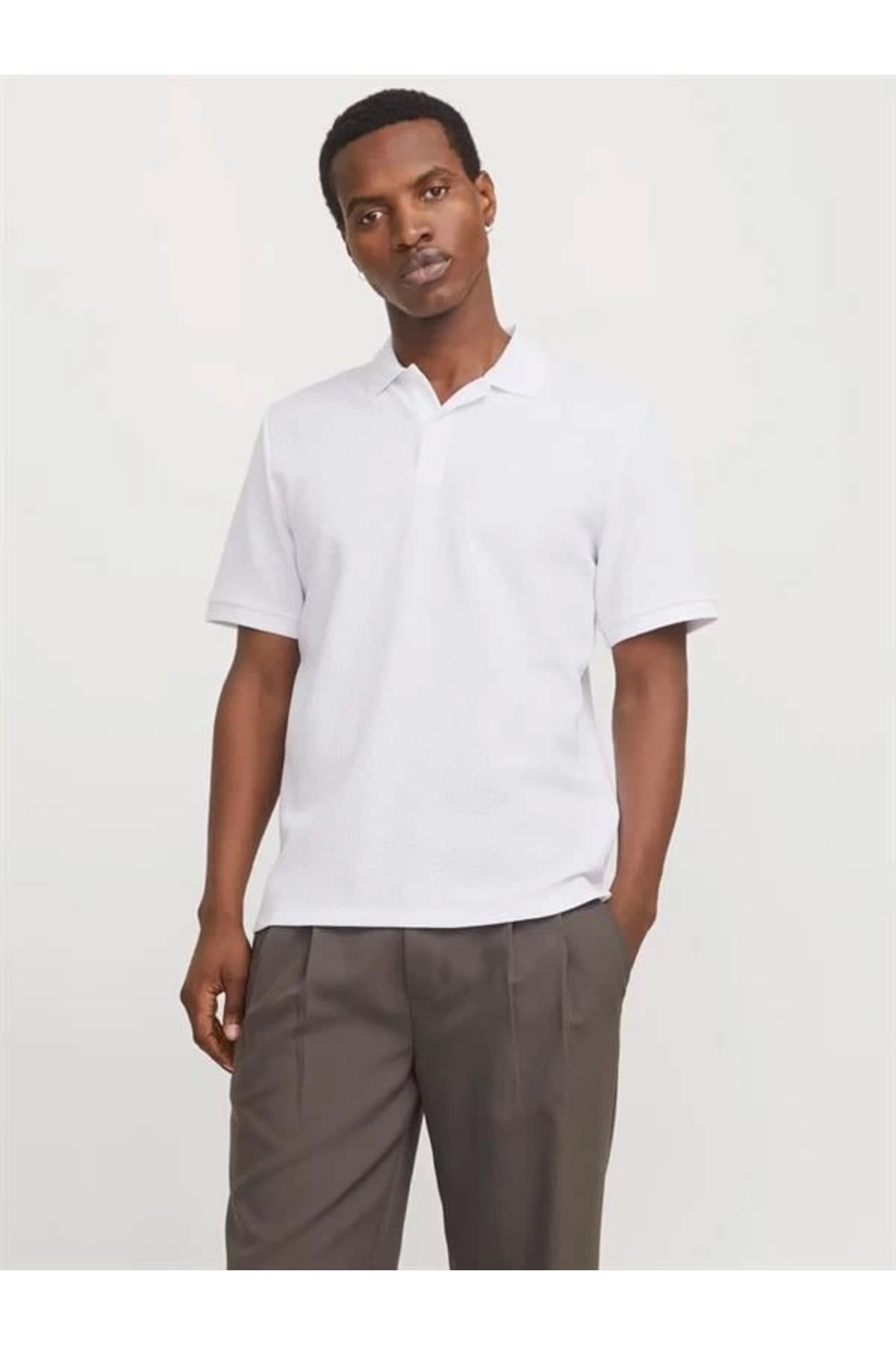 Alisim 12268130 Likralı Polo Yaka Erkek Tshirt Beyaz