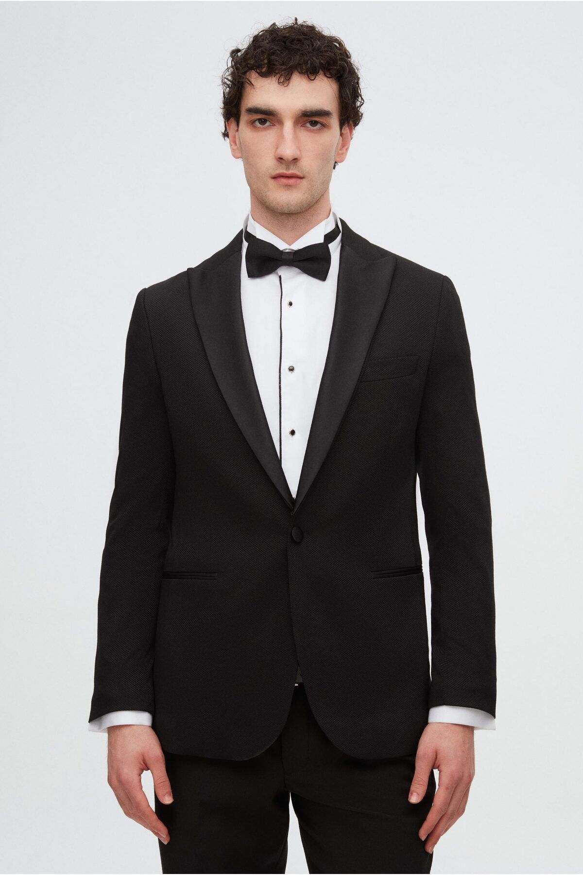 D'S Damat Ds Damat Slim Fit Siyah Armürlü Damatlık & Smokin Takim Elbise