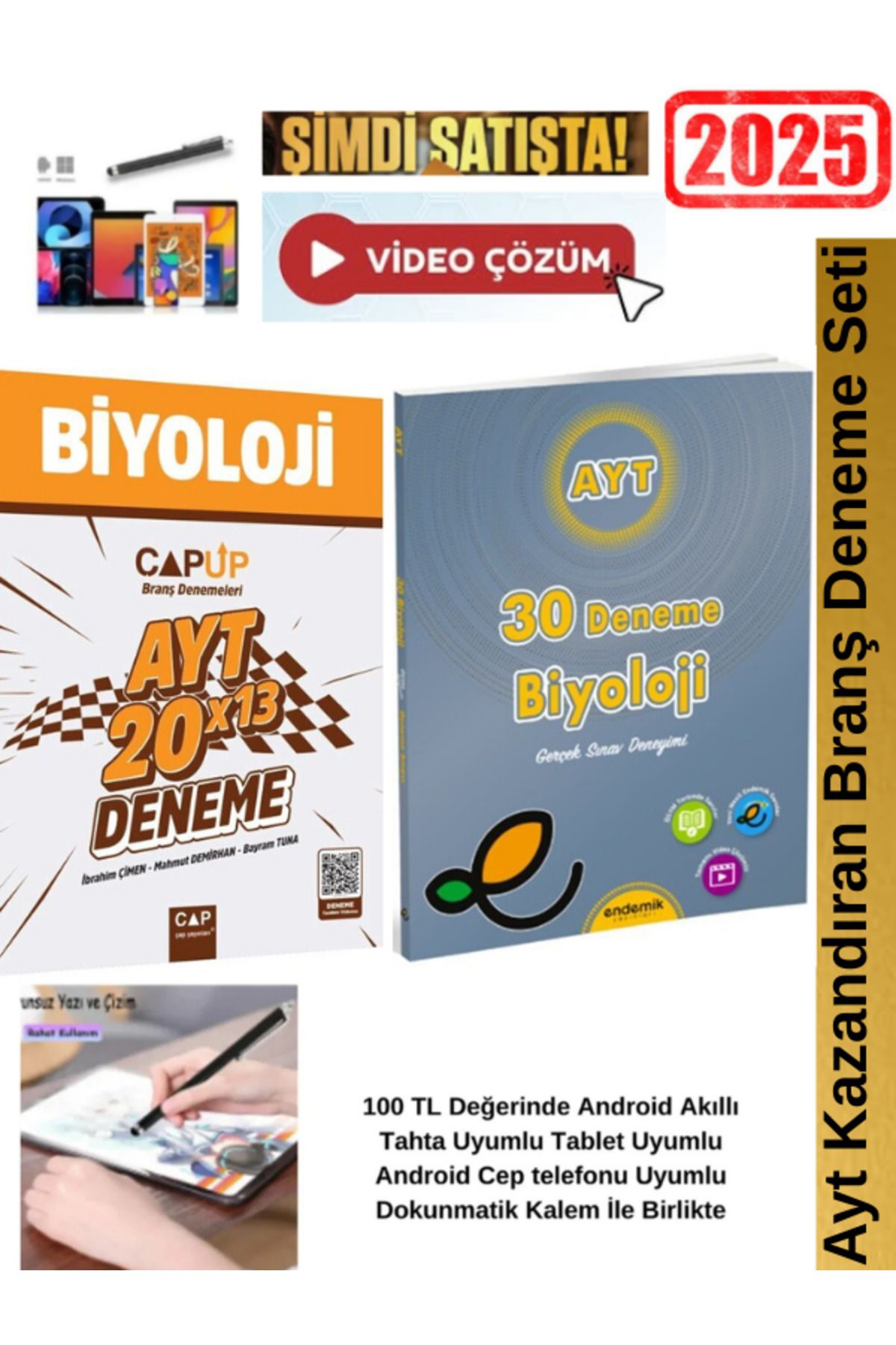 Ens Yayıncılık Çap Ayt 20x13 Biyoloji Branş Deneme+Endemik Ayt Biyoloji 30 lu Branş Deneme Seti+ Kalem