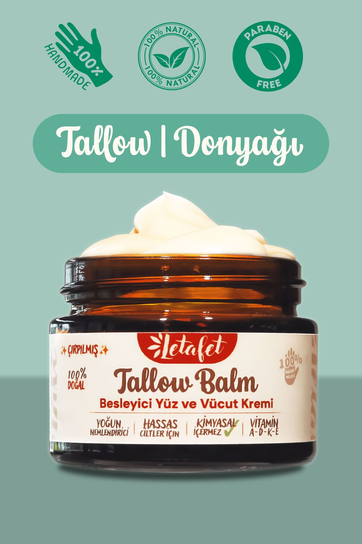 Letafet Tallow Balm - Nemlendirici & Anti-aging Cilt Bakımı | %100 Doğal Aynısefa Özlü Donyağı Balmı
