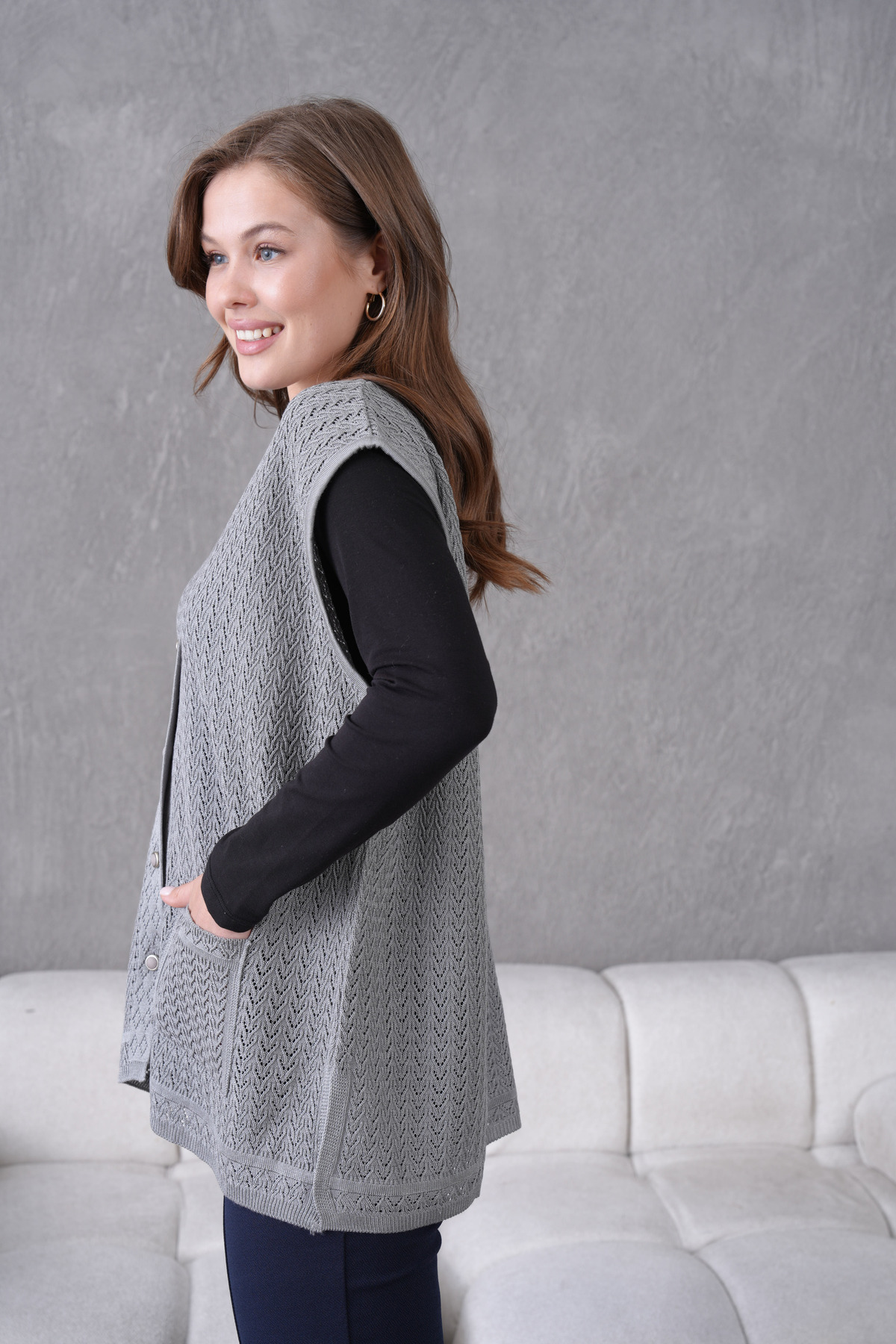Lamierra-Knitwear Plus Size Mother Seasonal Vest 2