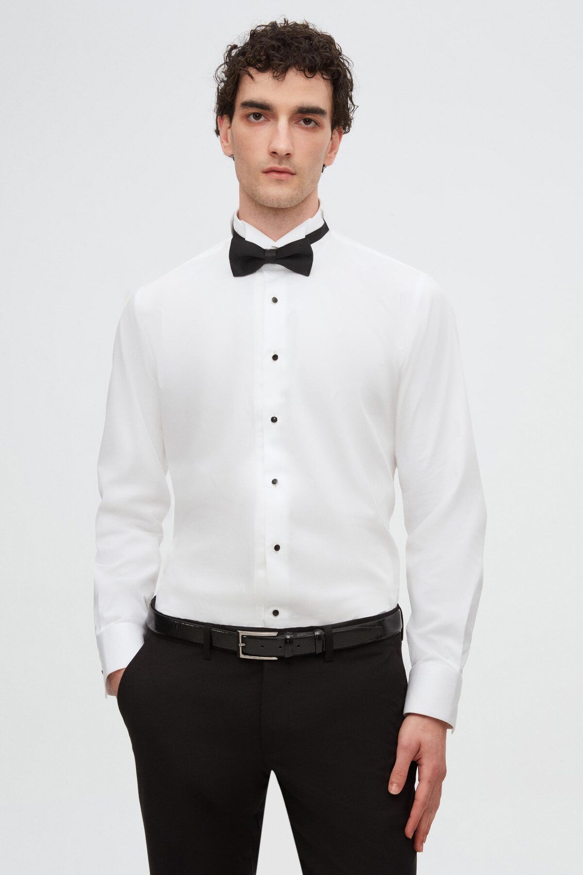 D'S Damat Ds Damat Slim Fit Beyaz Düz Smokin Gömlek