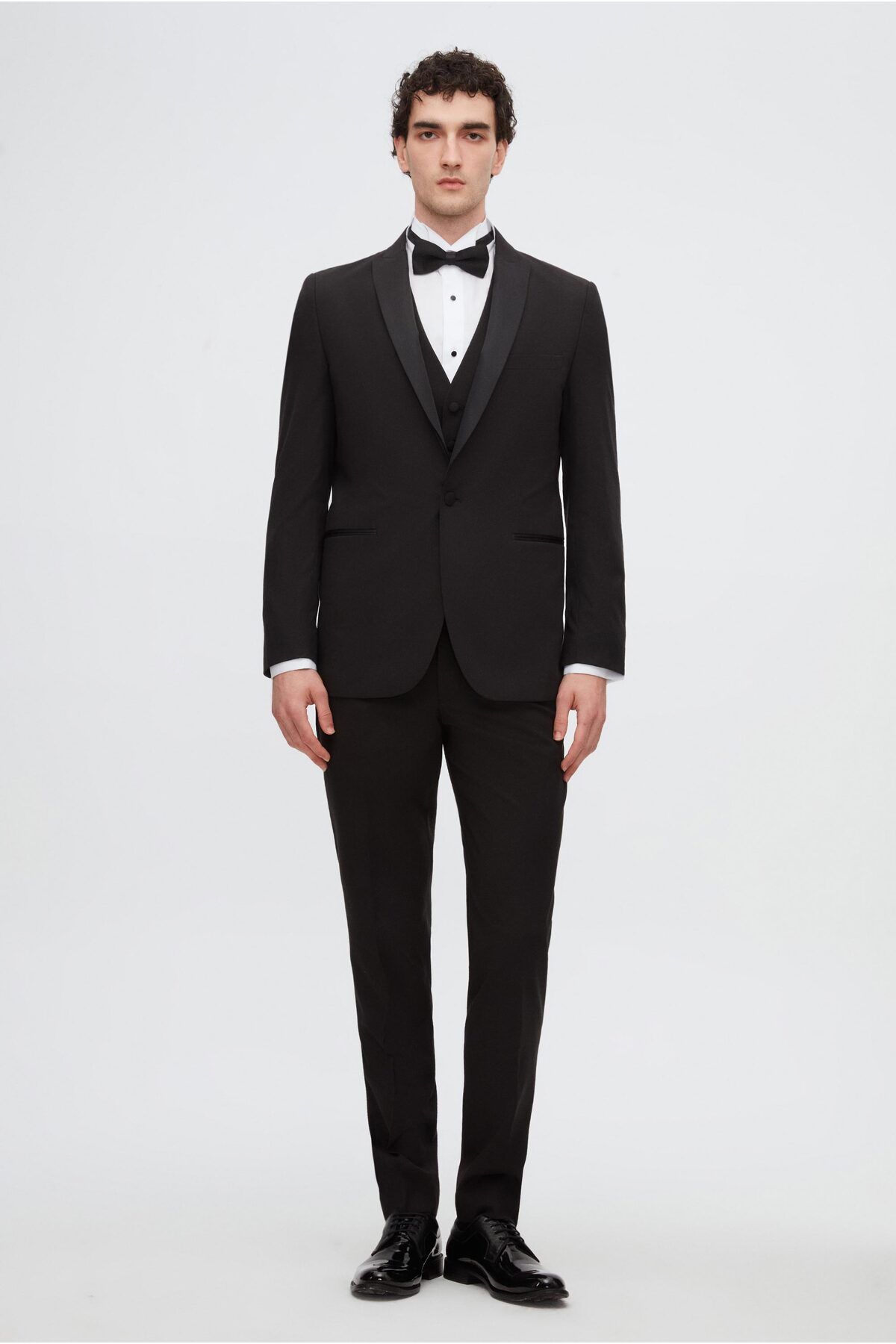 Twn-Slim Fit Black Plain Groom Suit & Tuxedo Suit with Vest 8