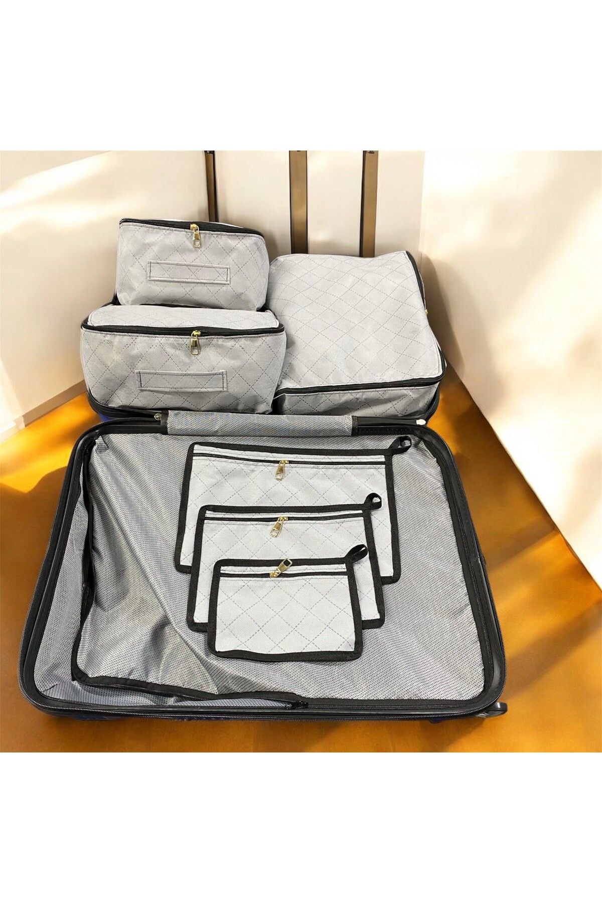 MYGO 6'lı Valiz Düzenleyici Bavul Içi Organizer Set Seyahat Hurcu Gri