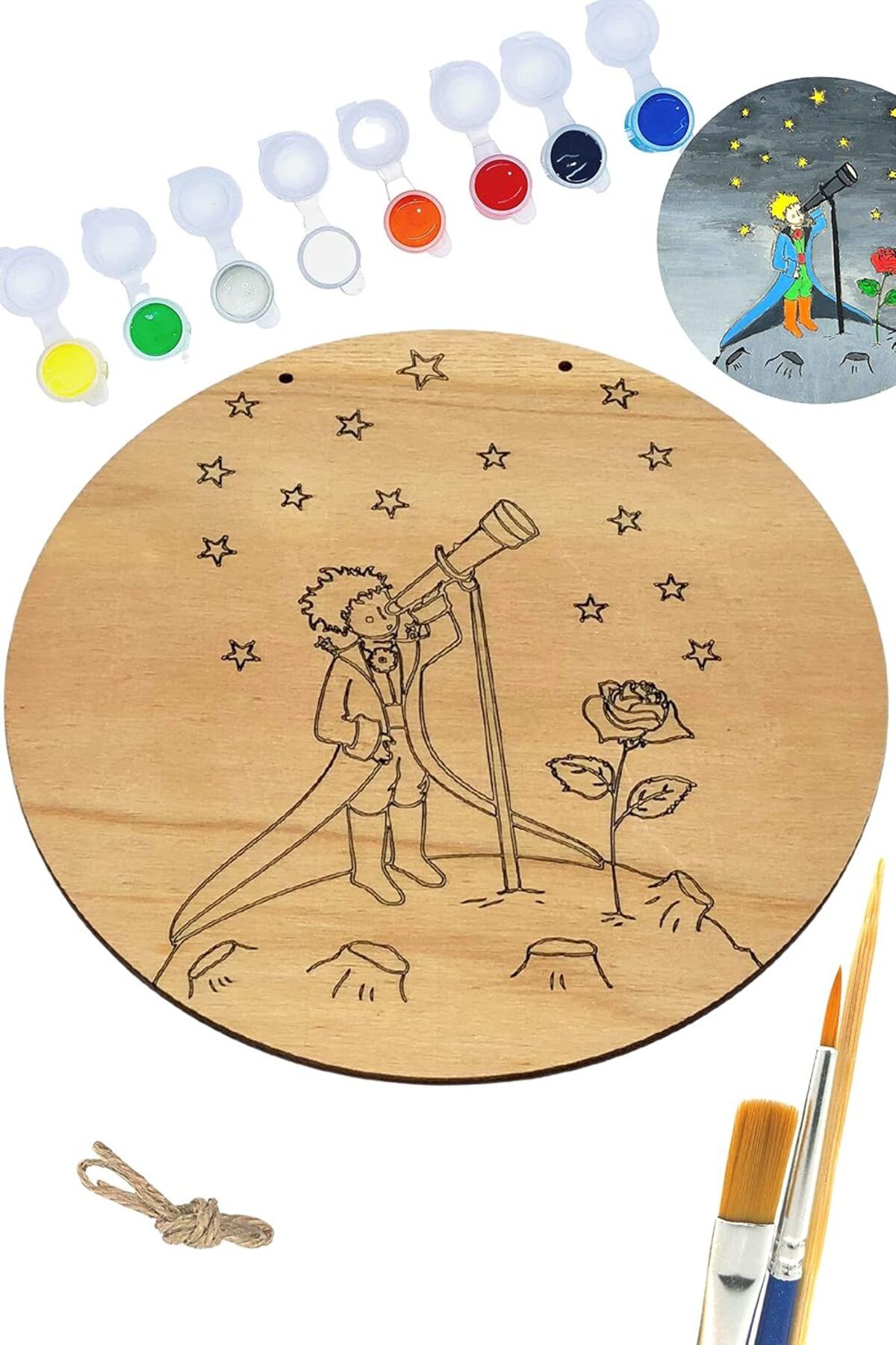 ÇAĞUR Dark inside Küçük Prens Teleskop Ahşap Boyama Tuval Seti Hediye Hobi Kiti 20 Cm Yenii 1099594