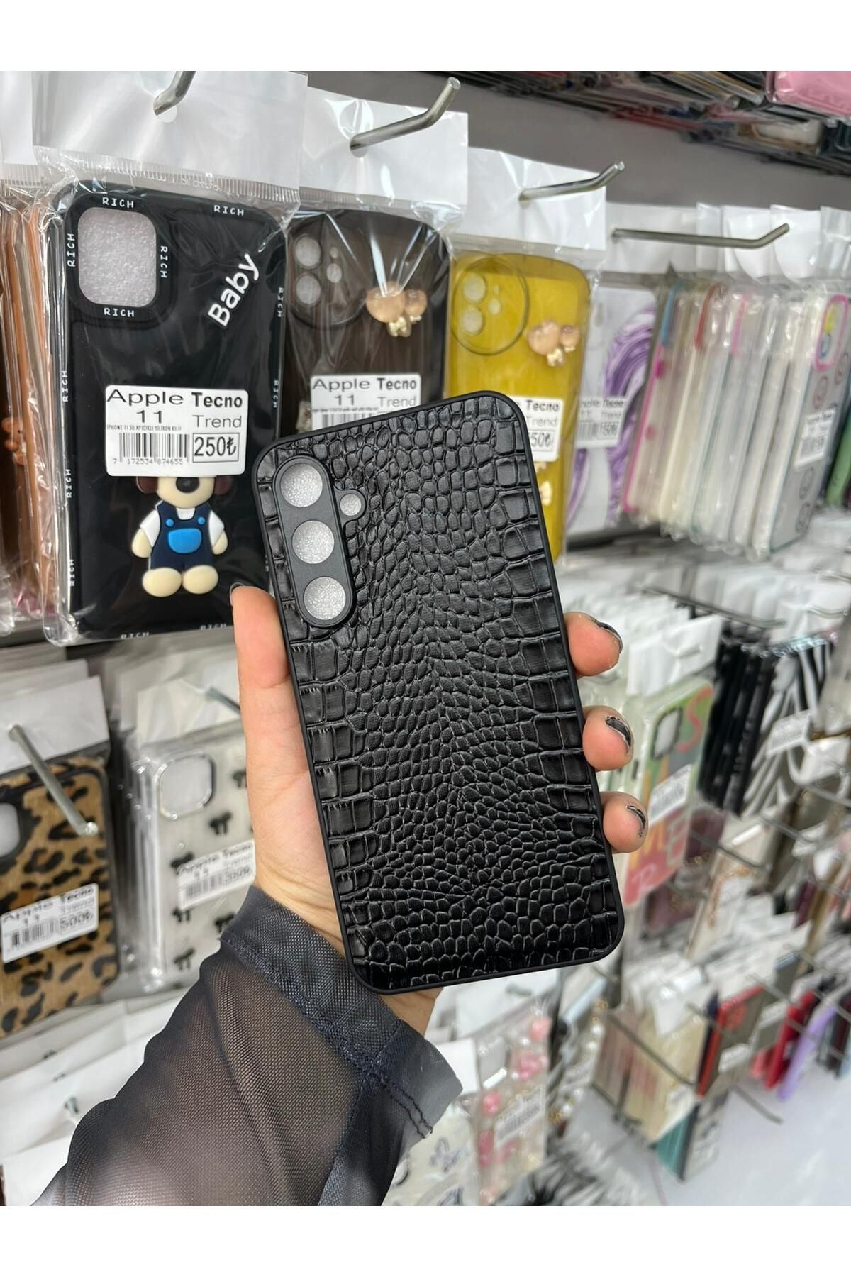 TECNOTREND GALAXY S23 FE Dokulu Yüzey Çekmeye Dayanıklı Cep Telefon Kılıfı Pu Deri Kaplamalı Yumuşak