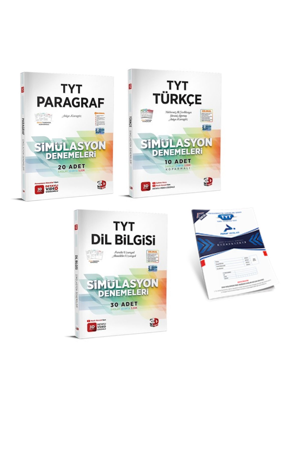 3D Yayınları TYT 3D Simülasyon PARAGRAF + DİL BİLGİSİ + TÜRKÇE Denemeleri ( DENEME HEDİYE)