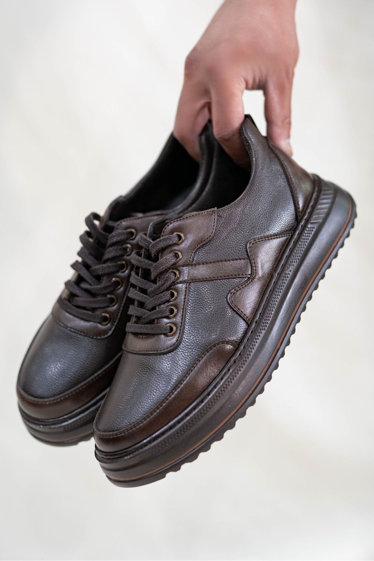 OBAY LİFE Erkek Kahve Suni Deri Ortopedik Günlük Casual Ayakkabı SneakerNBR4034