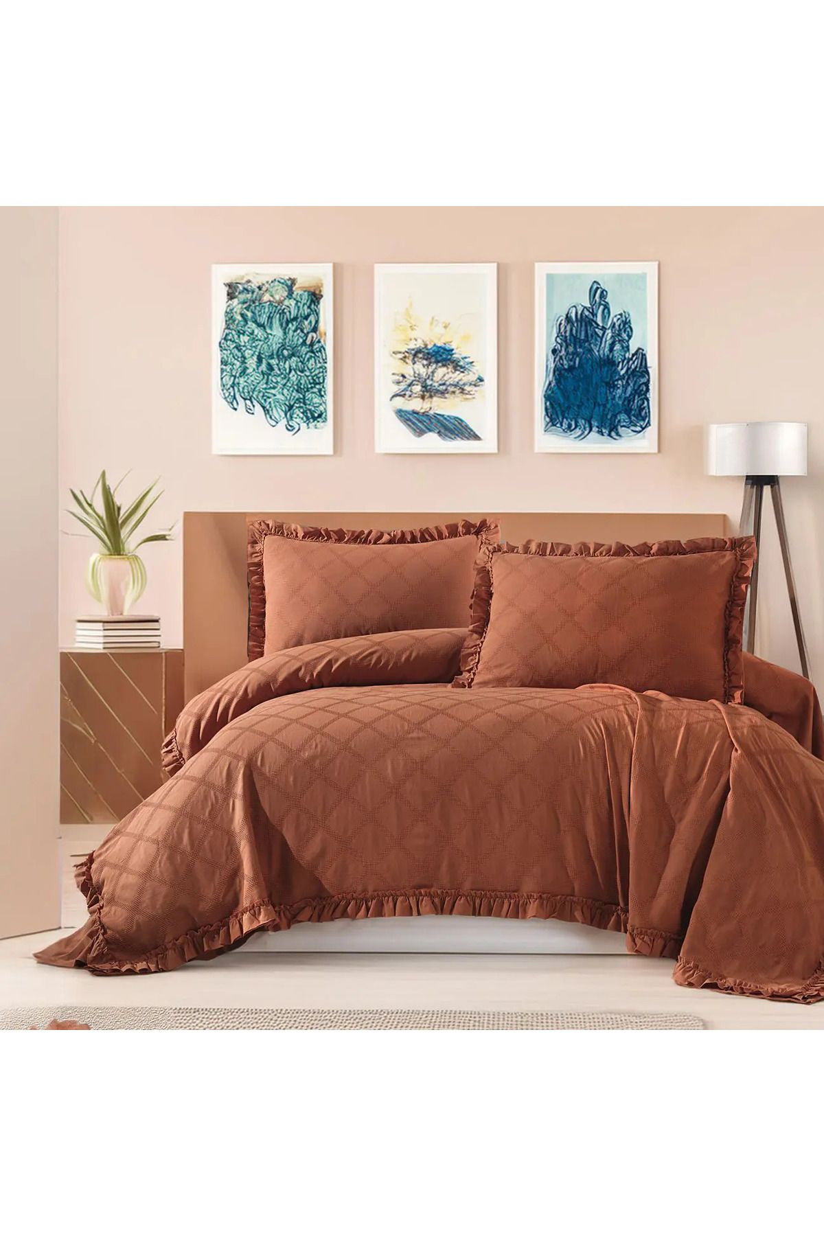 ELLE HOME Emilia Çift Kişilik Pike Takımı - Bakır