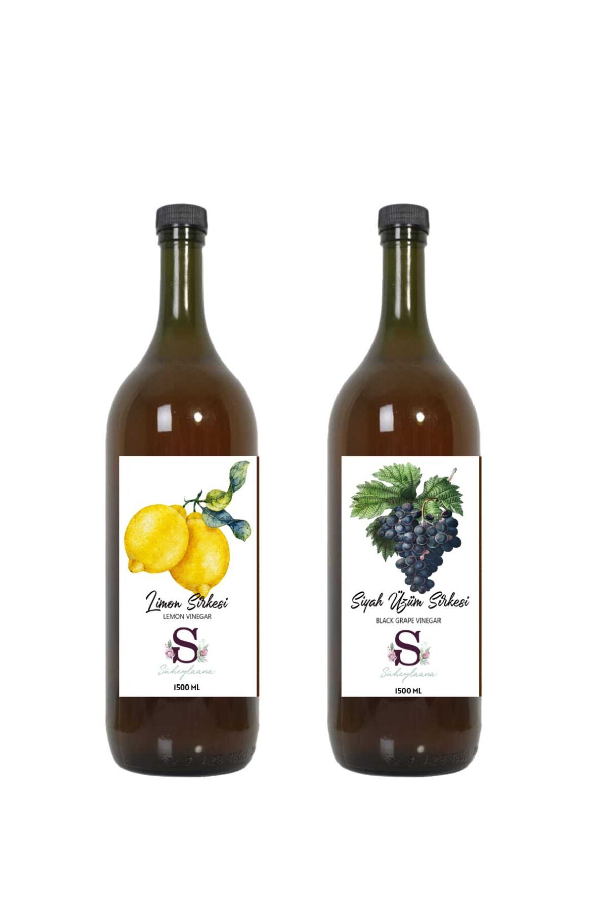Süheylaana Doğal Limon Sirkesi 1500 Ml - Doğal Siyah Üzüm Sirkesi 1500 Ml