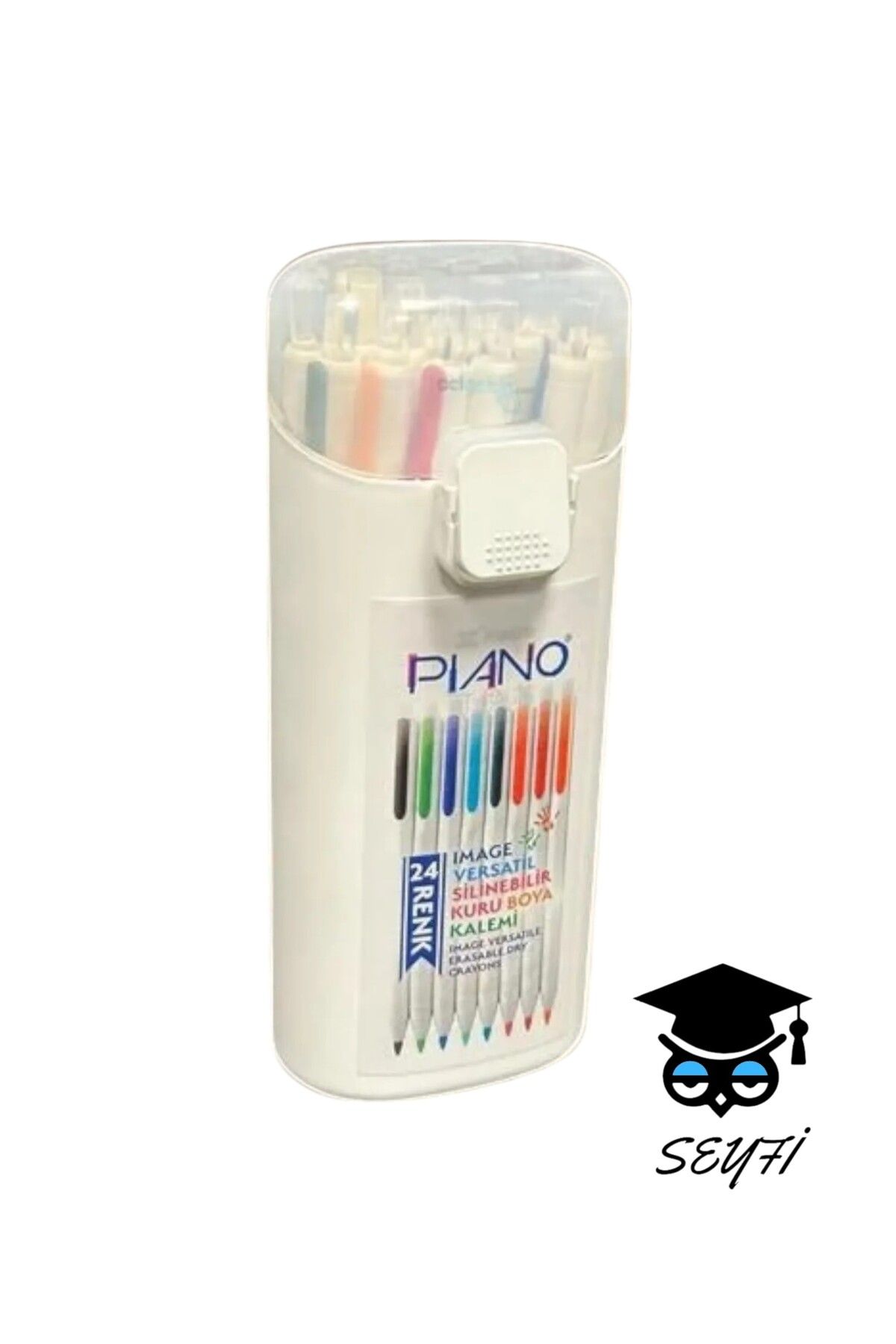 SEYFİKİRTASİYE Piano Silinebilir 24 Renk Kuru Boya Basmalı Versatil 2.0 Uçlu Özel Silgili Kullanışlı Özel Kutusunda