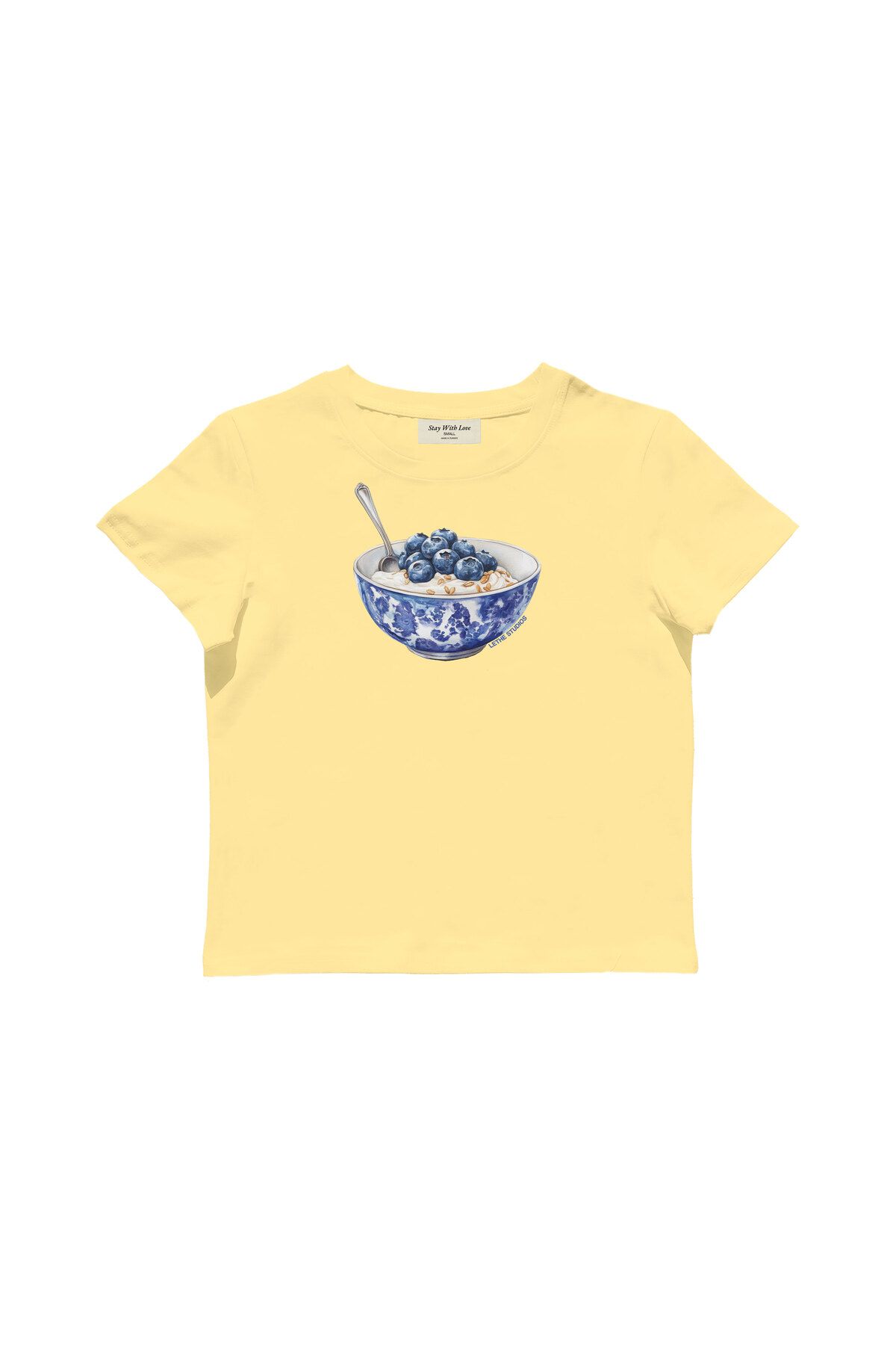lethestudios Breakfast Bowl Baskılı Baby Tee Crop Top