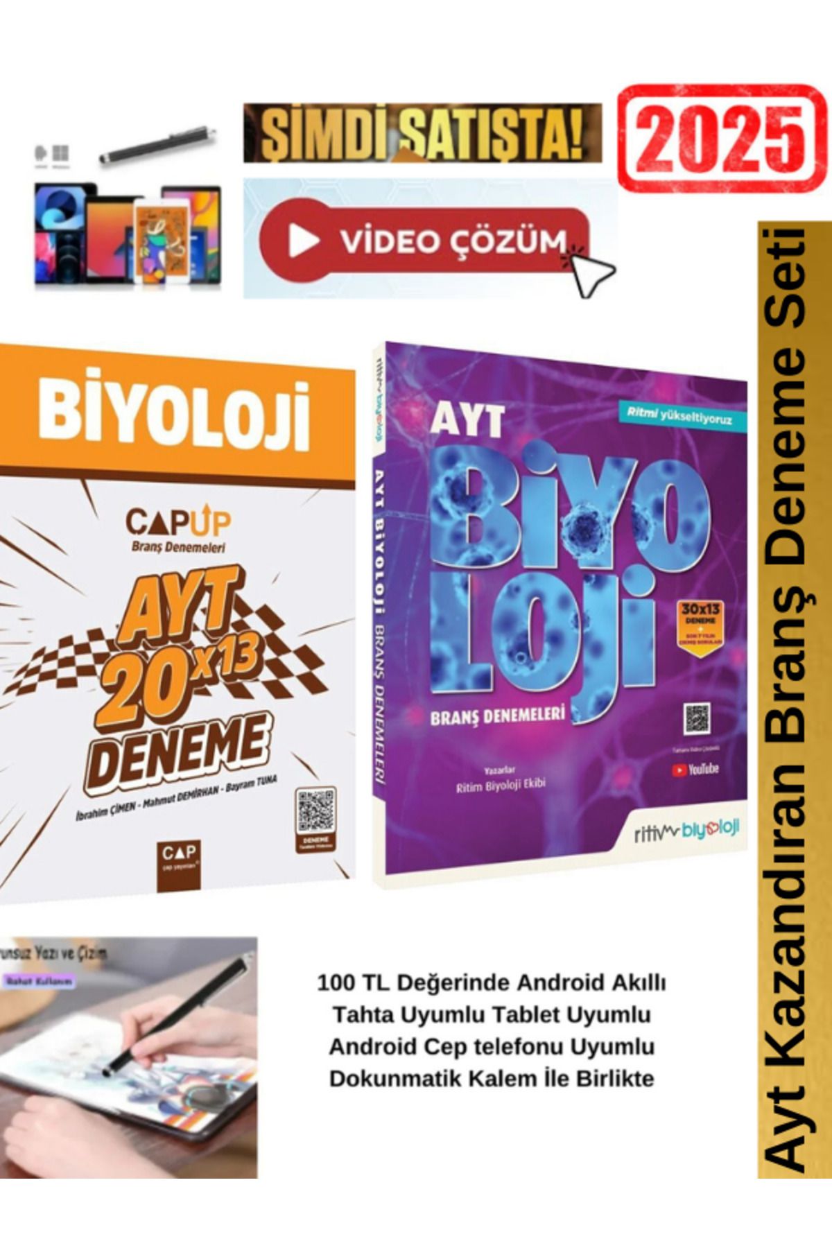 Ens Yayıncılık Çap Ayt 20x13 Biyoloji Branş Deneme+Ritm Ayt Biyoloji 20x13 Branş Deneme Seti+Android Kalem