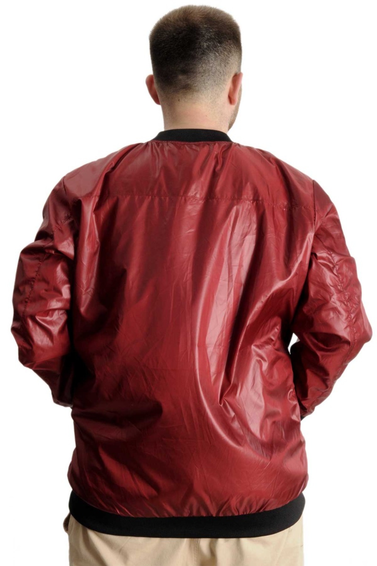 ModeXL Mode XL Büyük Beden Erkek YAZLIK INCE Kolej Mont Fermuarlı Jesica 22612 Bordo görsel 6