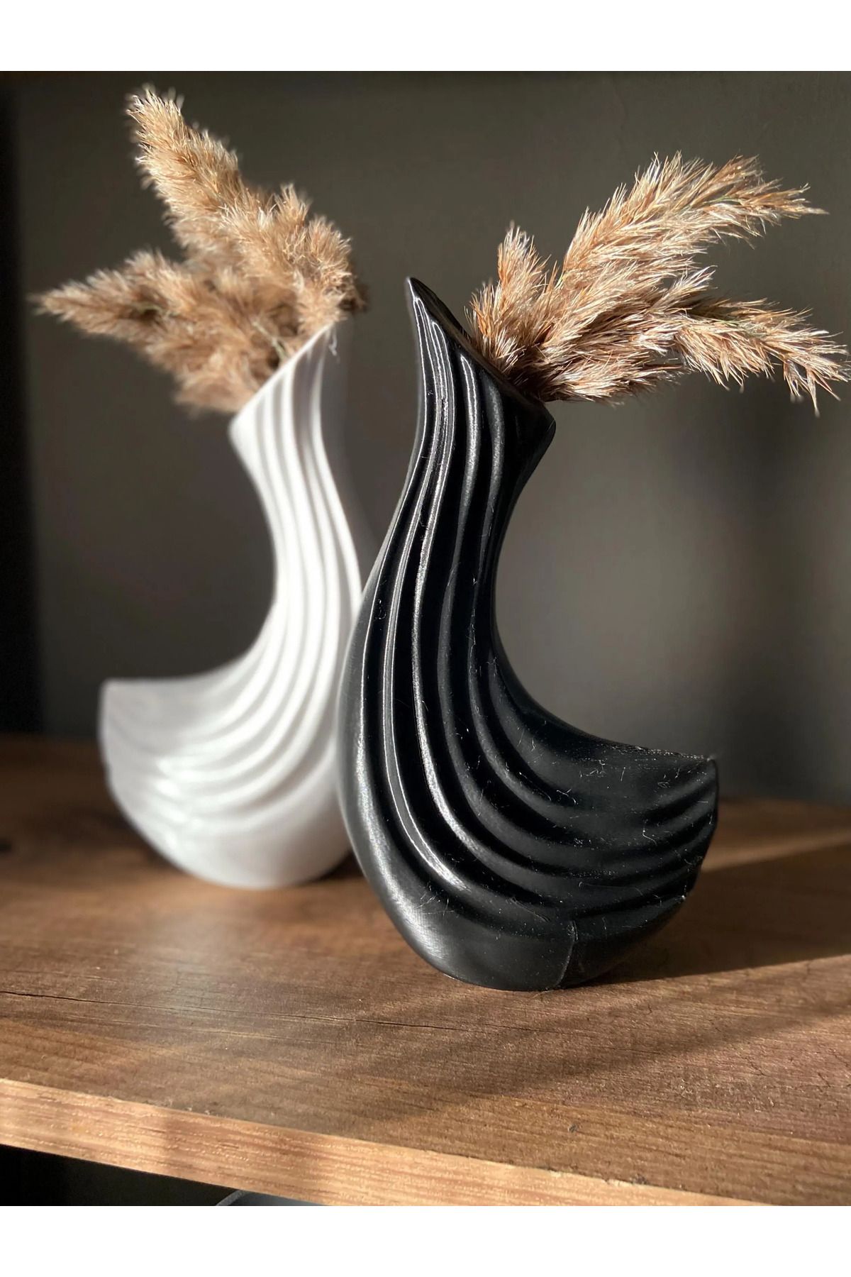 Hzl3d Modern ve Minimalist 3D Baskılı Vazo - Taze veya Kurutulmuş Çiçekler için Benzersiz Ev Dekoru