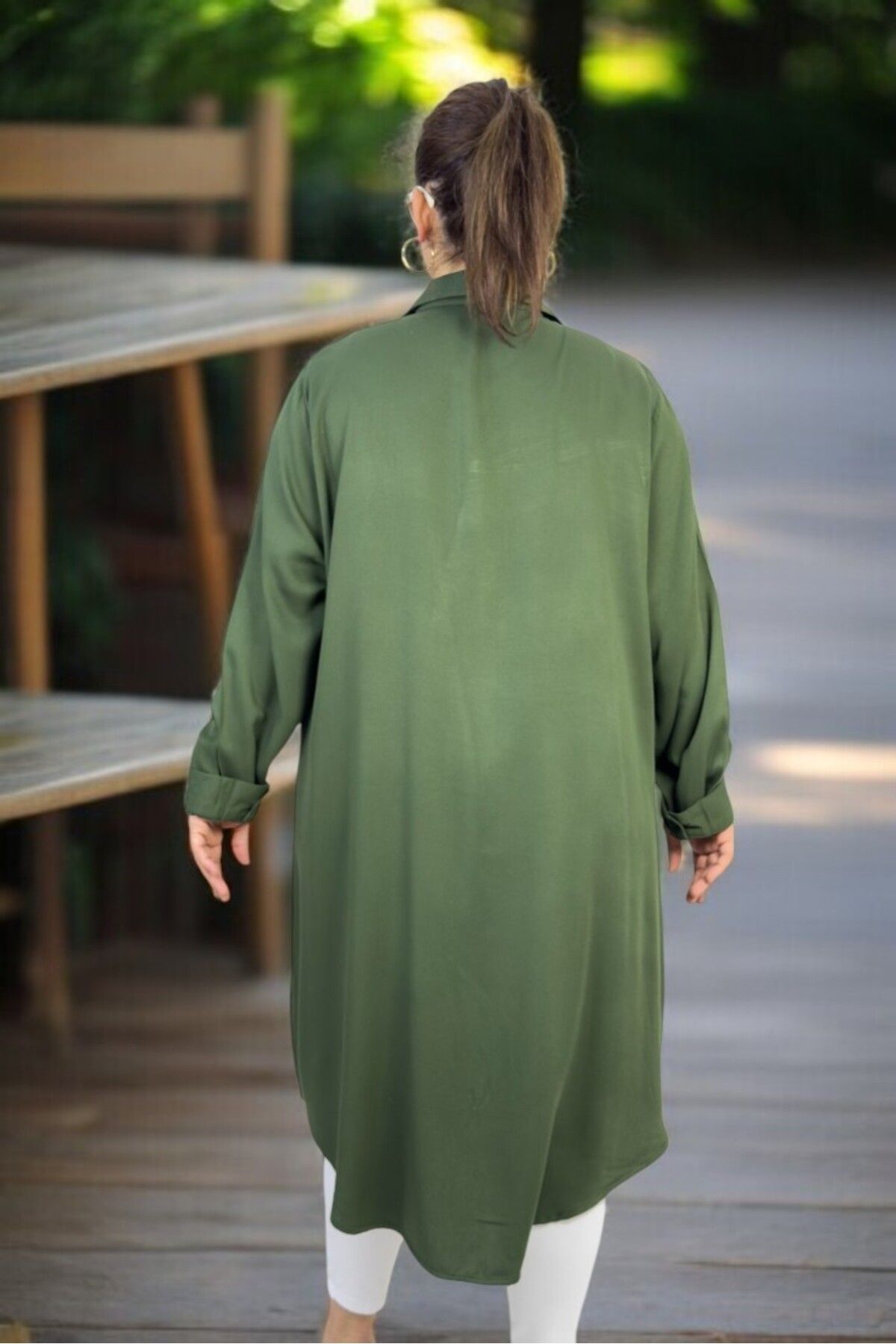 yagmurberen-Hidden Front Buttoned Cotton Viscose Oversized Shirt Tunic Dress 4