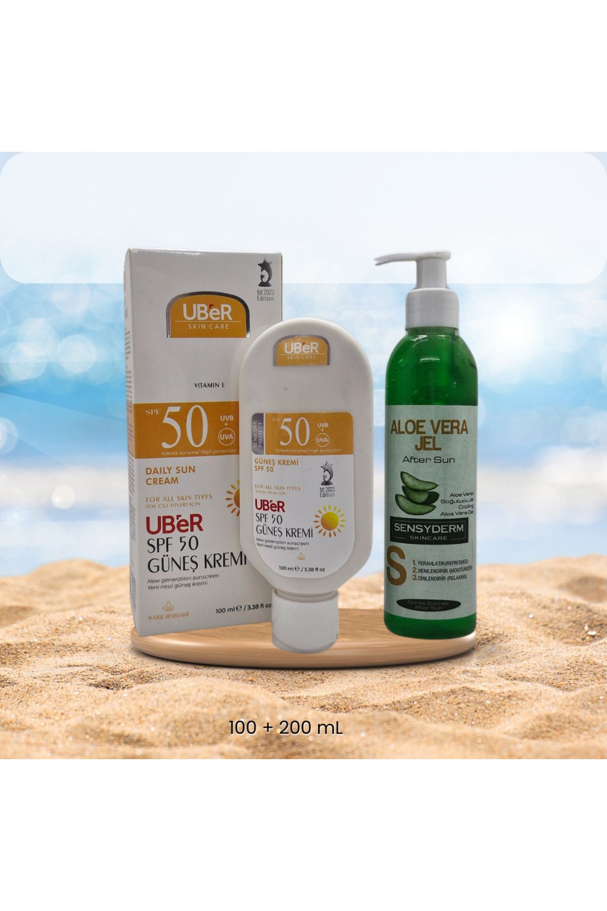 Uber SPF 50 Güneş Kremi + Sensyderm Aloe Vera Güneş Sonrası Jel (100 + 200 mL)