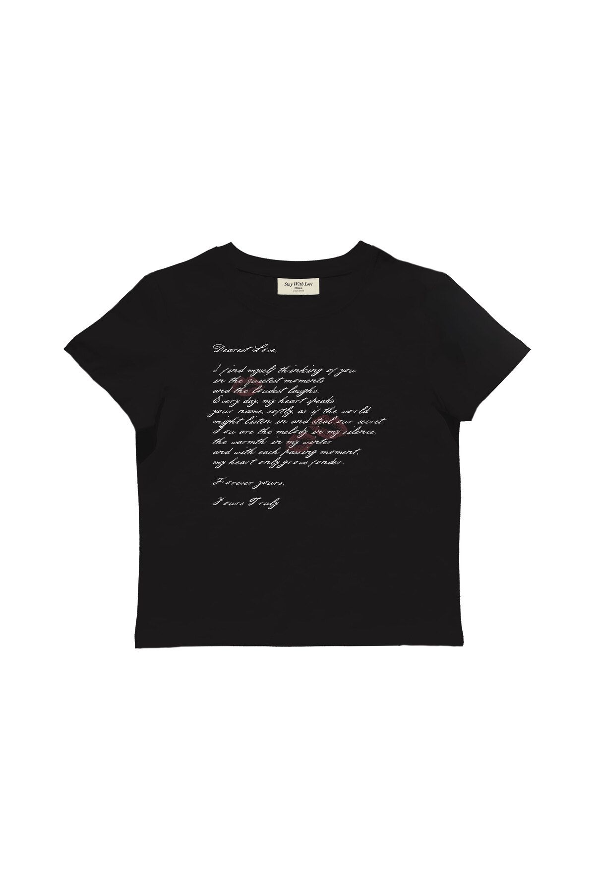lethestudios Cher Amour Baskılı Baby Tee Crop Top