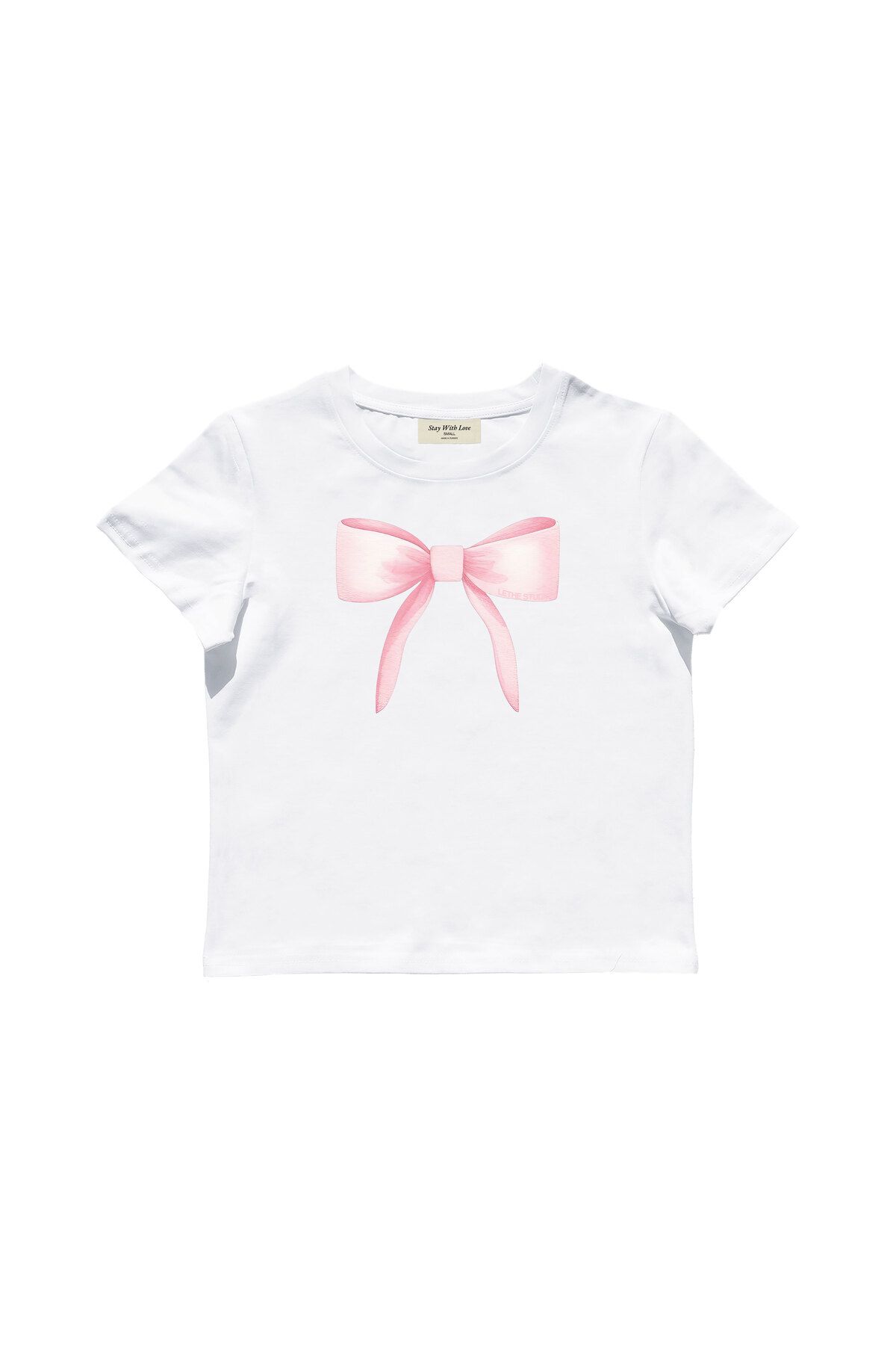 lethestudios Coquette Kurdele Baskılı Baby Tee Crop Top