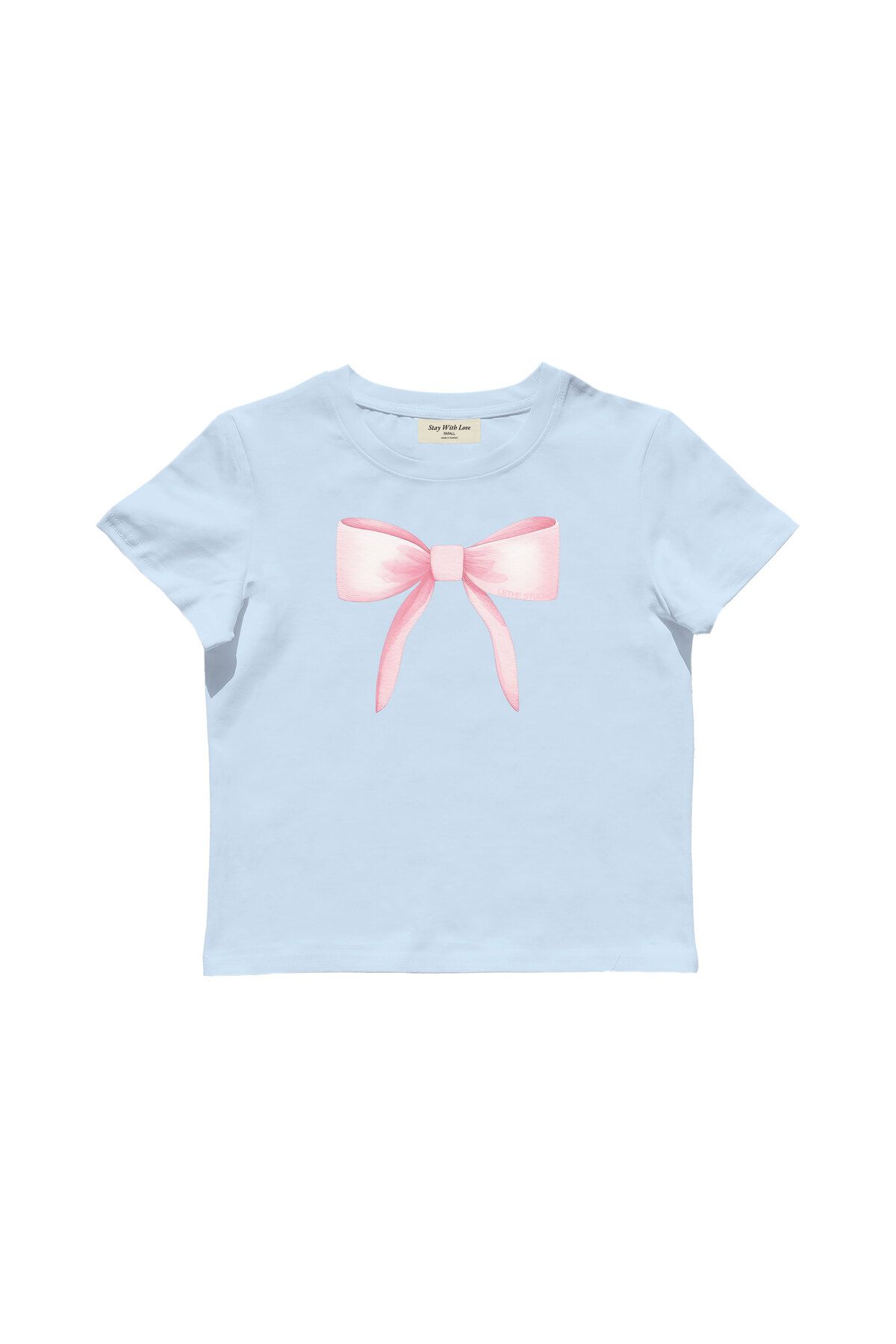 lethestudios Coquette Kurdele Baskılı Baby Tee Crop Top