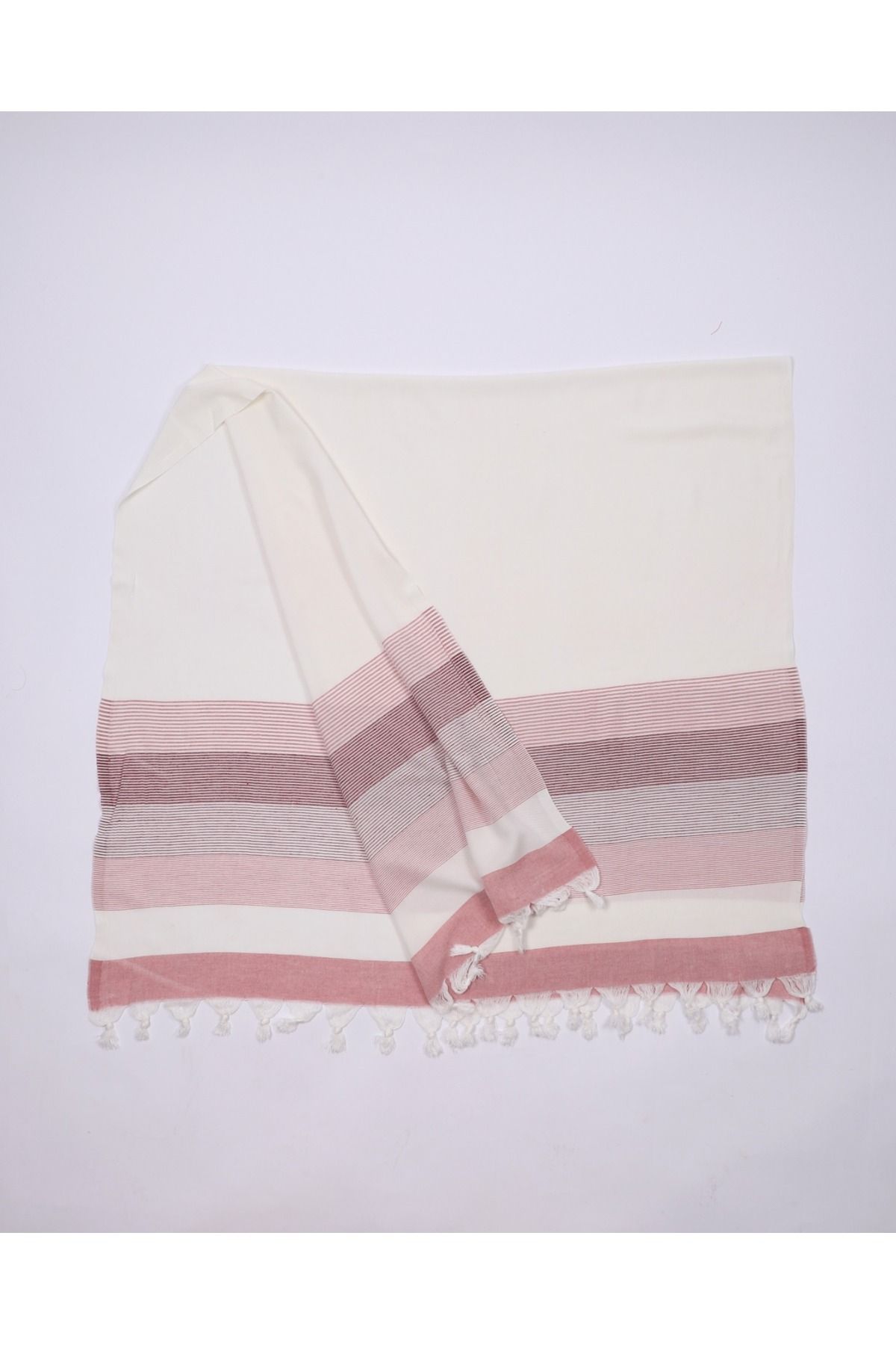 Lio20 Peştemal Plaj Havlusu-Krem Pembe-Pamuk-Otantik-100X180 Ölçüsünde