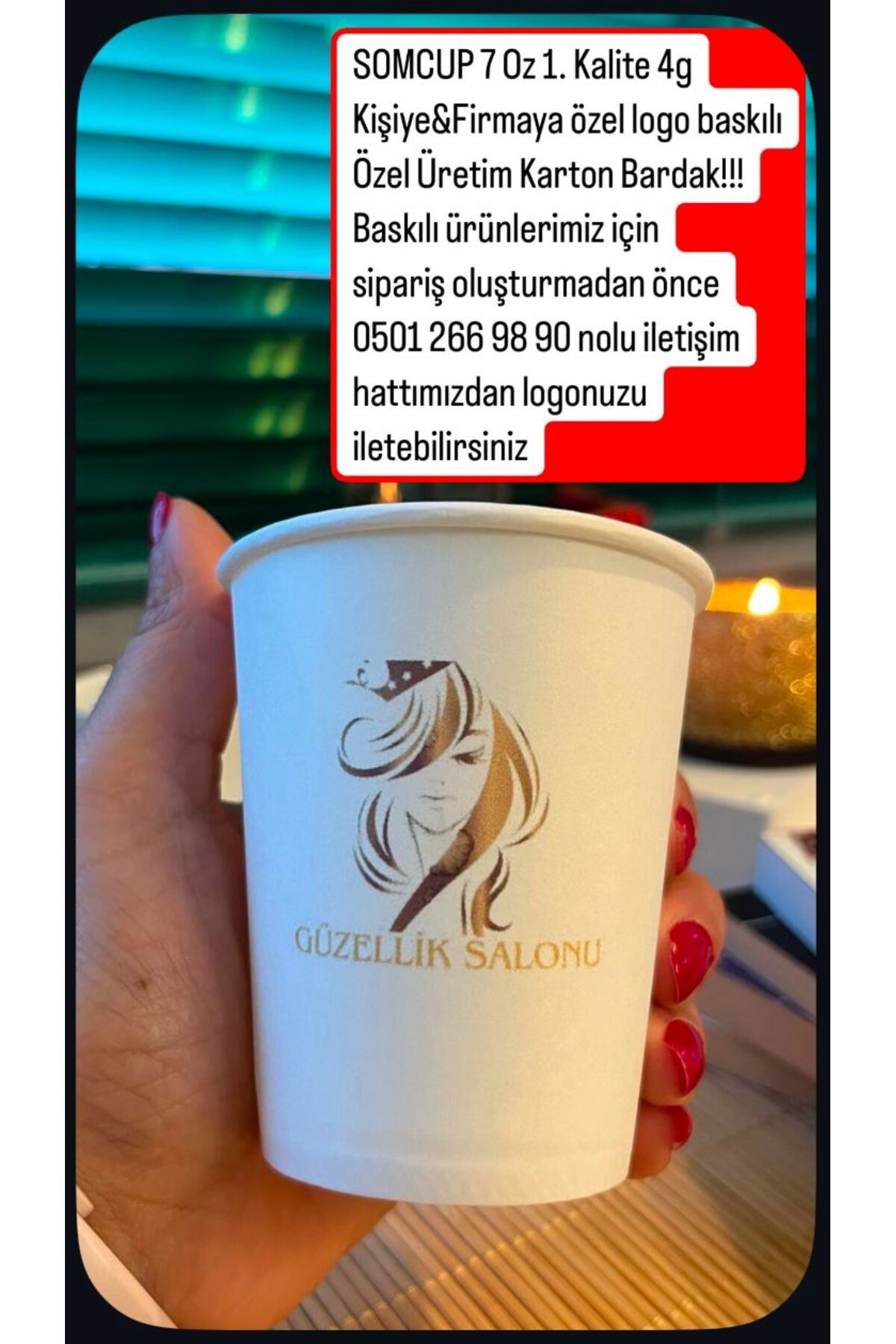 som SOMCUP Firmaya&Kişiye Özel Logo Baskılı 7 Oz (50x10 500 Adet) baskı logolu sızdırmaz karton bardak