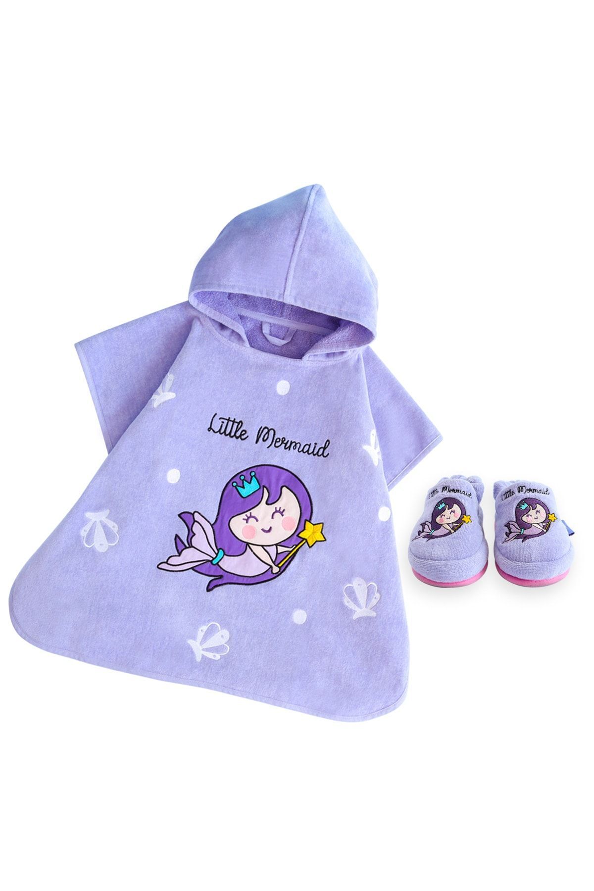 Milk & Moo-Milk&moo Kinder-Poncho und Hausschuhe „Die kleine Meerjungfrau“. 1