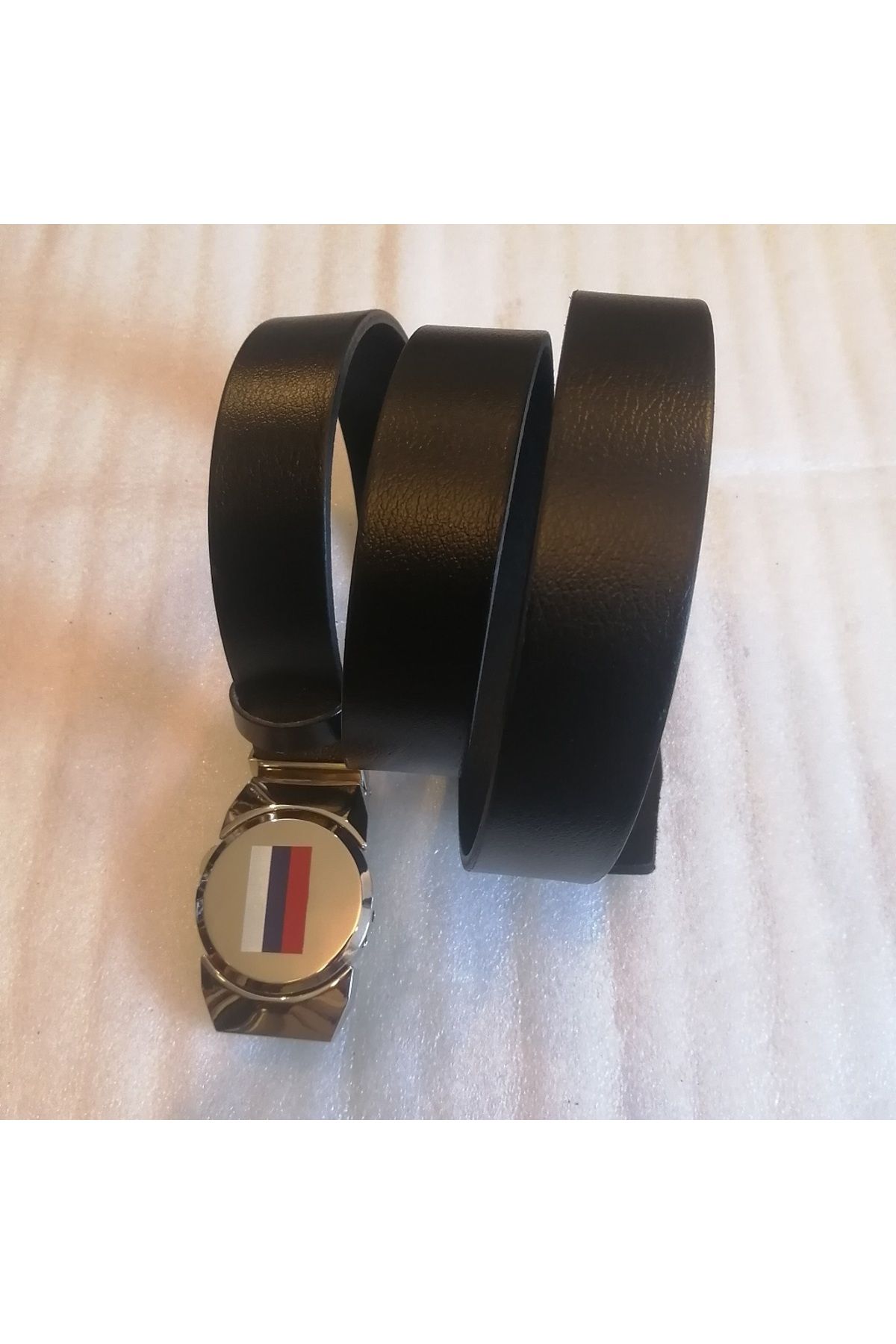 Butik Tülin Unisex otantik hakiki dana derisi siyah gümüş Rus Bayraklı manyeto çakmaklı kovboy tokalı kemer