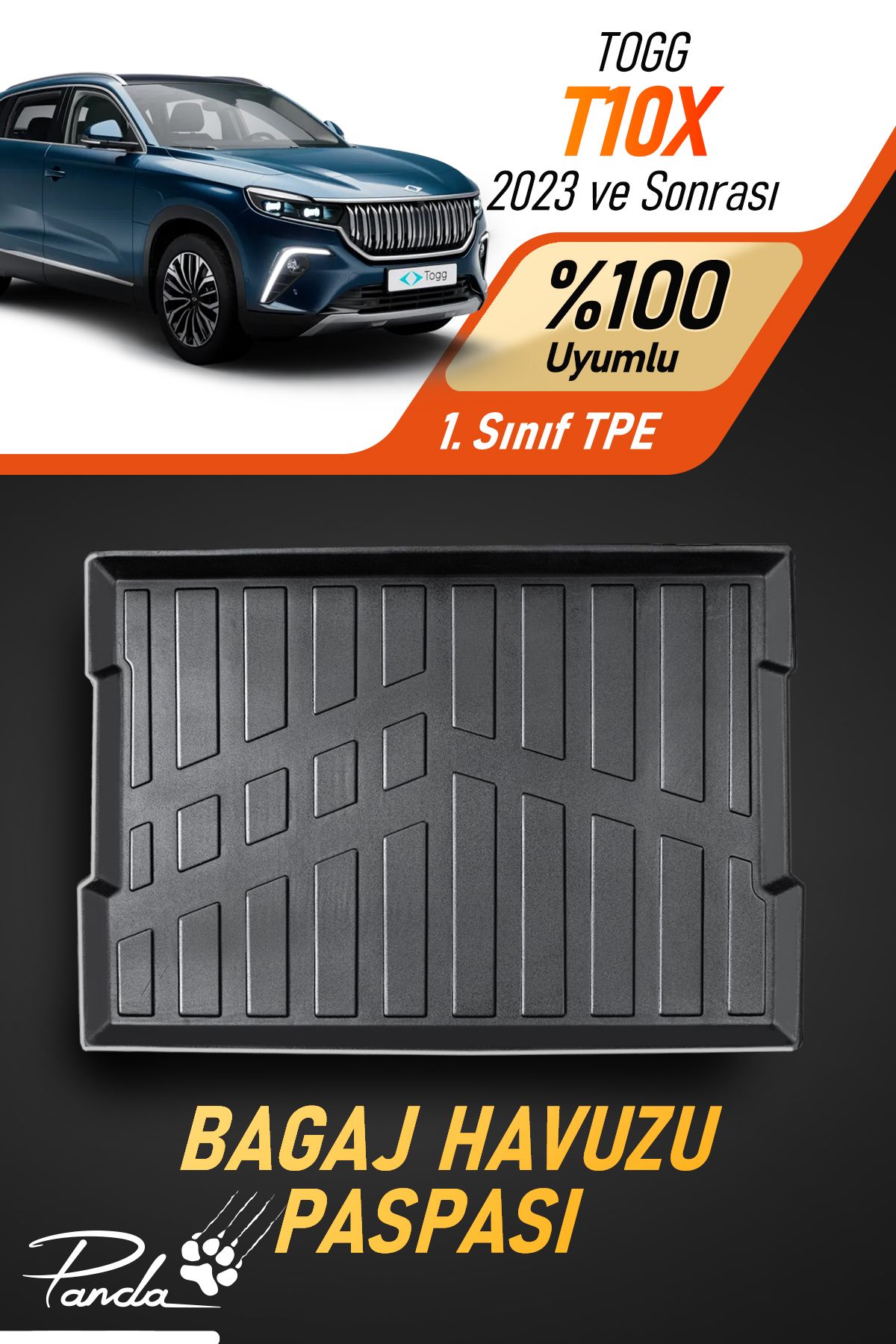 Panda Kılıf TOGG T10X 2023 SONRASI 4D HAVUZLU BAGAJ HAVUZU
