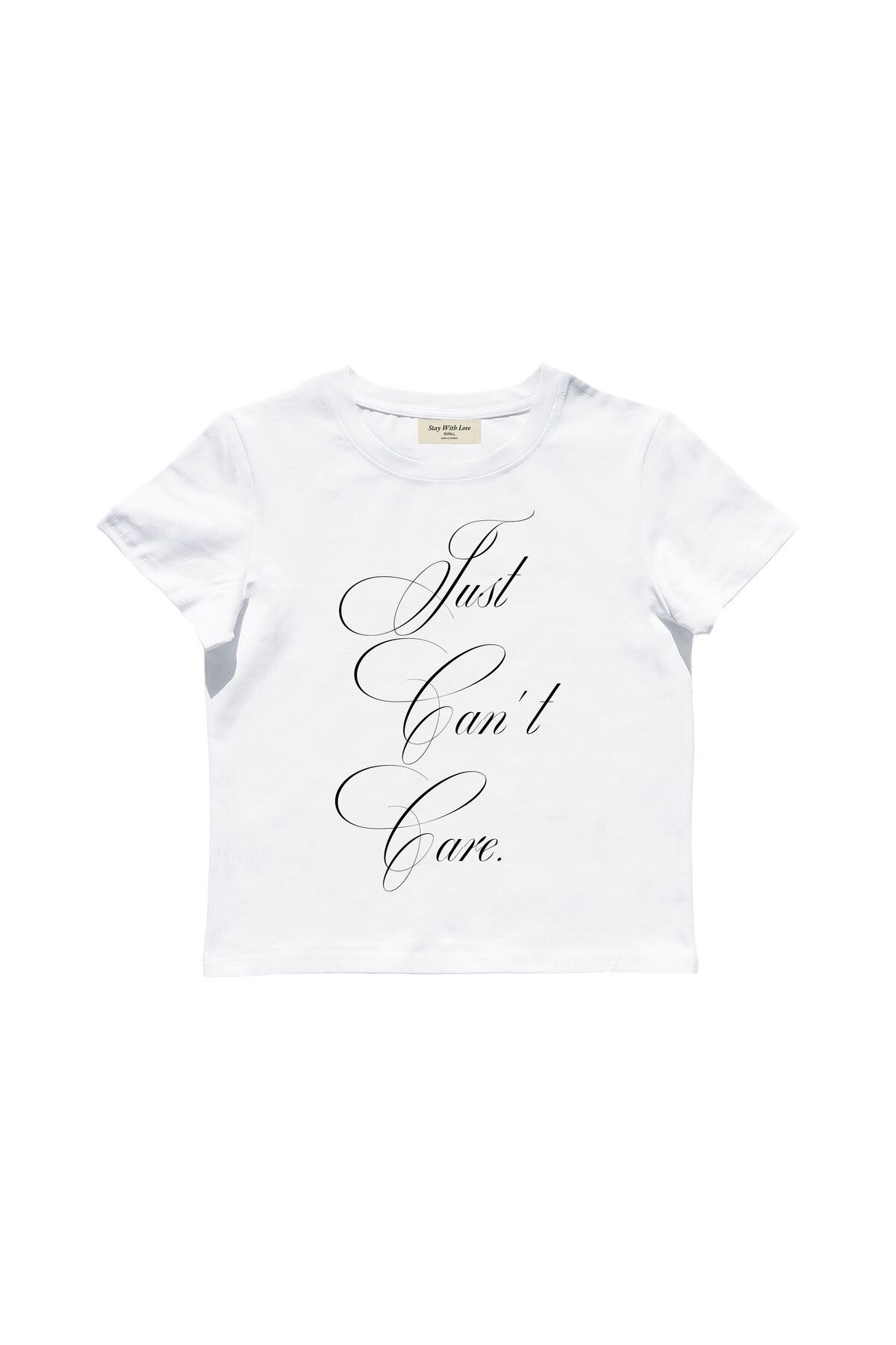 lethestudios Can't Care Baskılı Baby Tee Crop Top