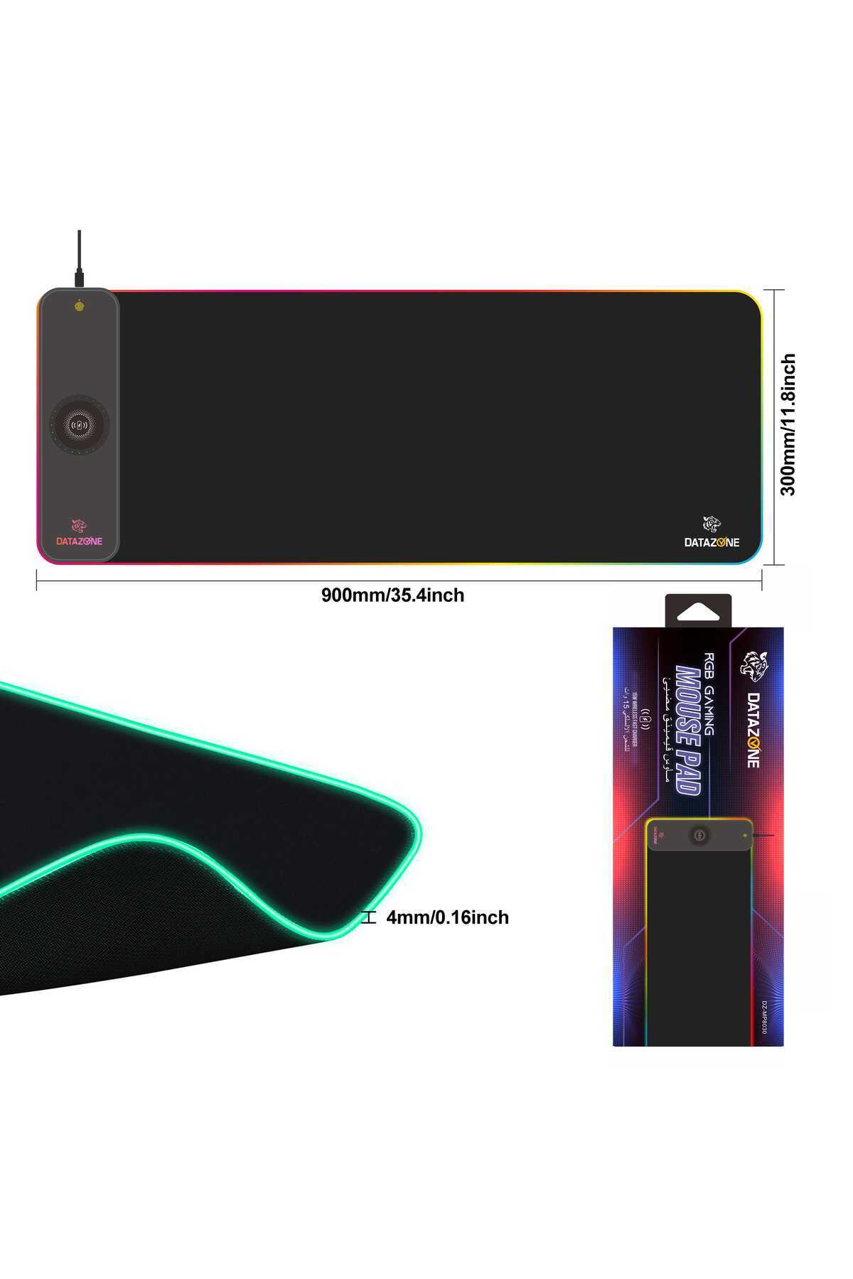 Datazone-Magnetic Wireless Charging Luminous Mouse Pad – 900x300x12.5mm With 1.8m Charging Cable 8