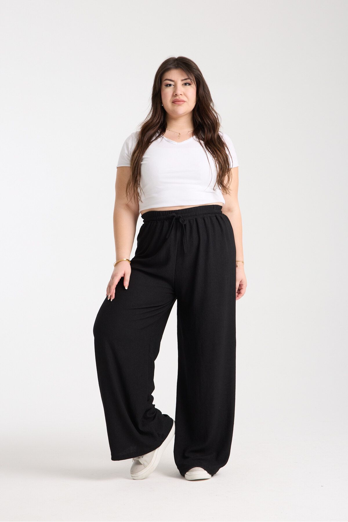 DAXİS Sportwear Company Kadın Beli Lastikli Büyük Beden Palazzo Pantolon