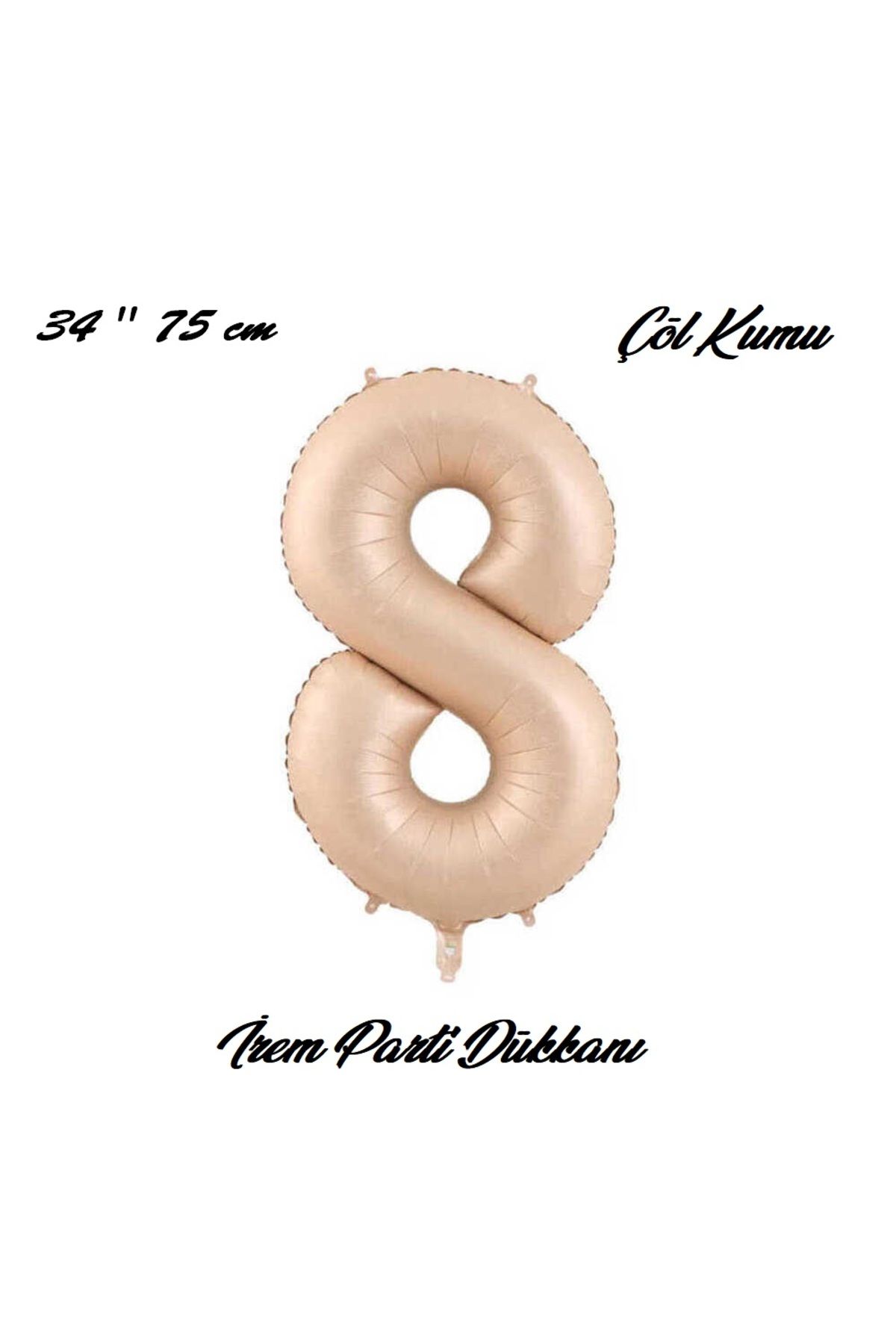 İrem Parti Dükkanı KOPYA - Retro Çöl Kumu, Kum beji, Karamel 8 Yaş Rakam Balon 74 Cm 34 Inç