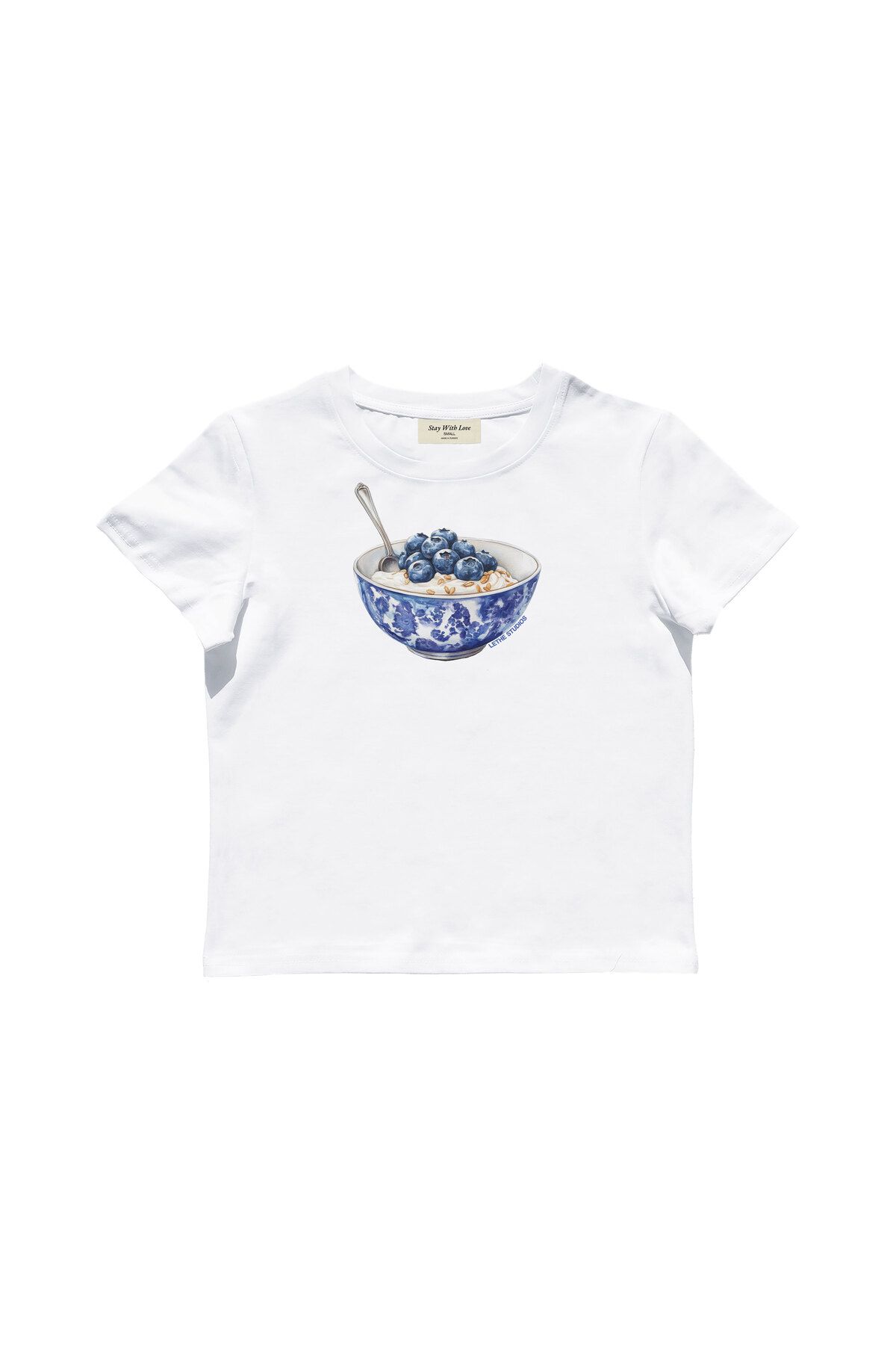 lethestudios Breakfast Bowl Baskılı Baby Tee Crop Top
